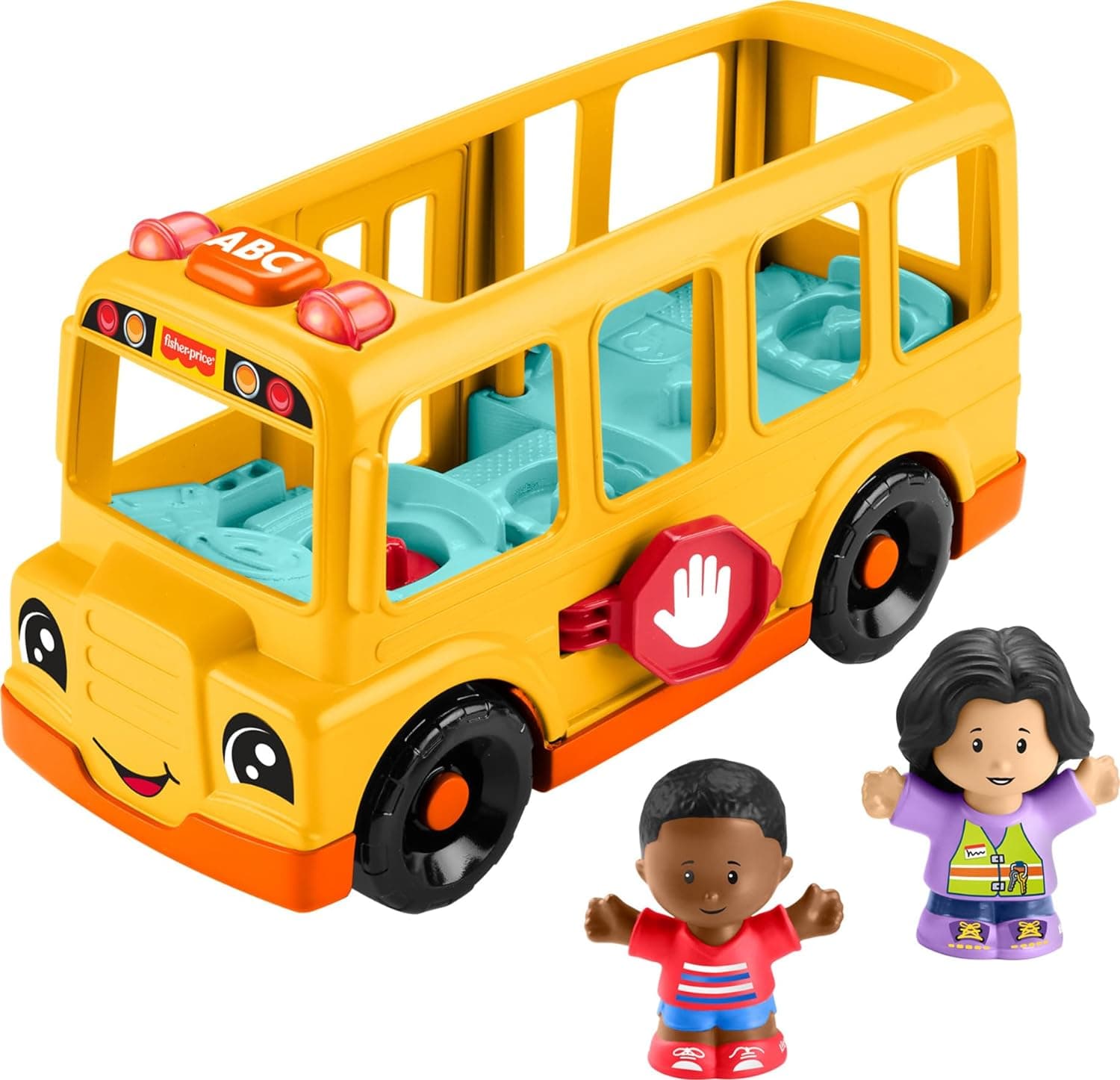 Fisher-Price Little People Toddler Toy School Bus Musical Push-Along Vehicle with 2 Figures for Pretend Play Ages 1+ Years - Image 2