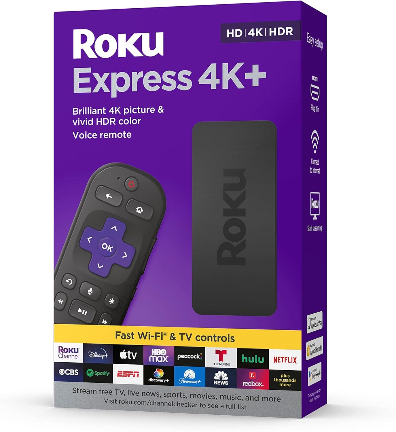 Roku Express 4K+ | Roku Streaming Device 4K/HDR with Voice Remote, Free & Live TV - Image 8
