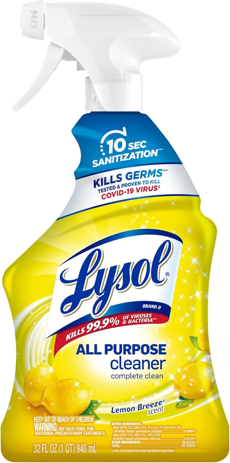 Lysol All Purpose Cleaner Spray, Multi-Purpose Disinfecting Spray, Kitchen & Bathroom Cleaner, Lemon Breeze Scent, 32 Fl Oz Lemon Breeze 32 Fl Oz (Pack of 1) - Image 2