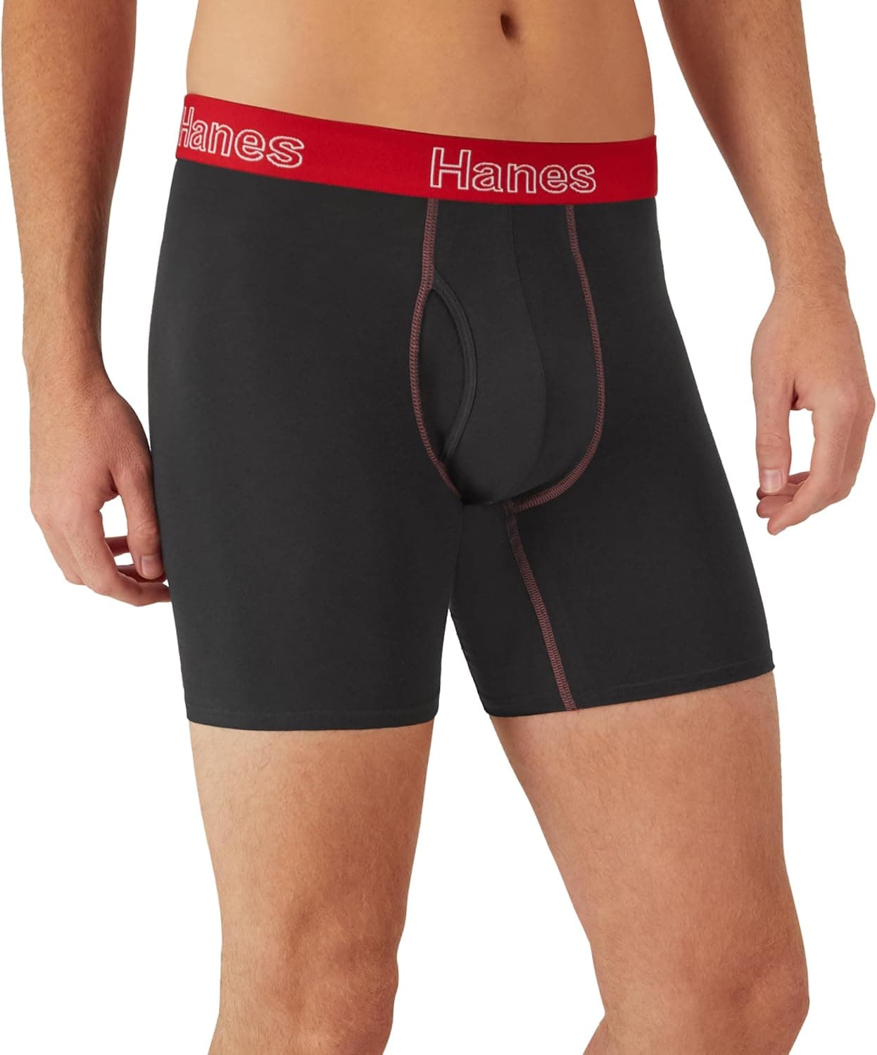 Hanes Men's Underwear, Stretch Cotton Boxer Briefs for Men, Moisture-wicking, Multi-Pack XX-Large Black Color Band - 6 Pack 6 - Image 4