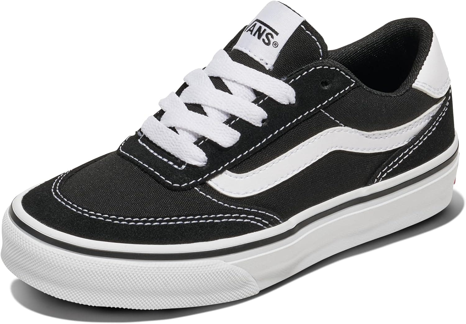 Vans Kids' Brooklyn LS Low-Top Sneakers 13.5 Little Kid Suede/Canvas Black/White - Image 2