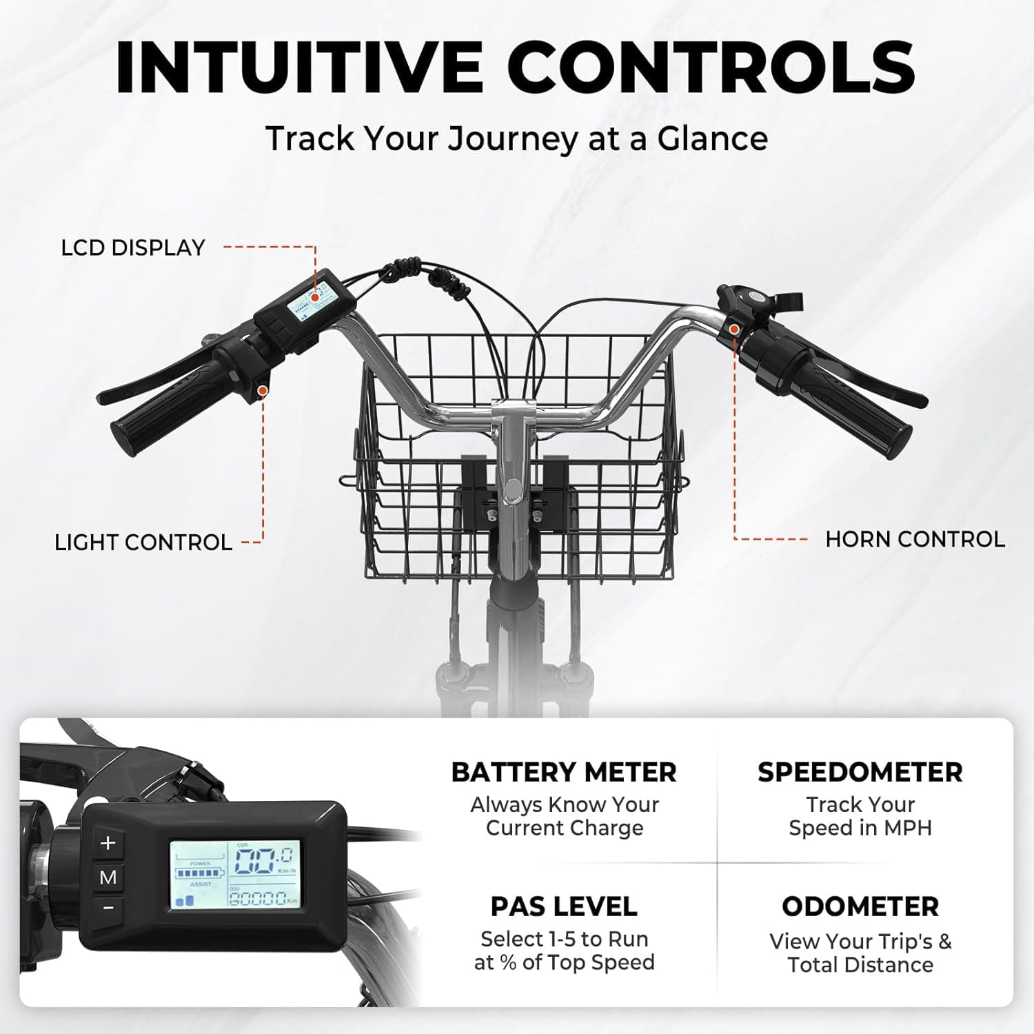 Electric Trike for Adults,24" Tire Etrike,3-Wheel Electric Bicycle with Removable 48V/13Ah Battery,Electric Tricycle with Front & Rear Large Cargo Basket,Black - Image 3