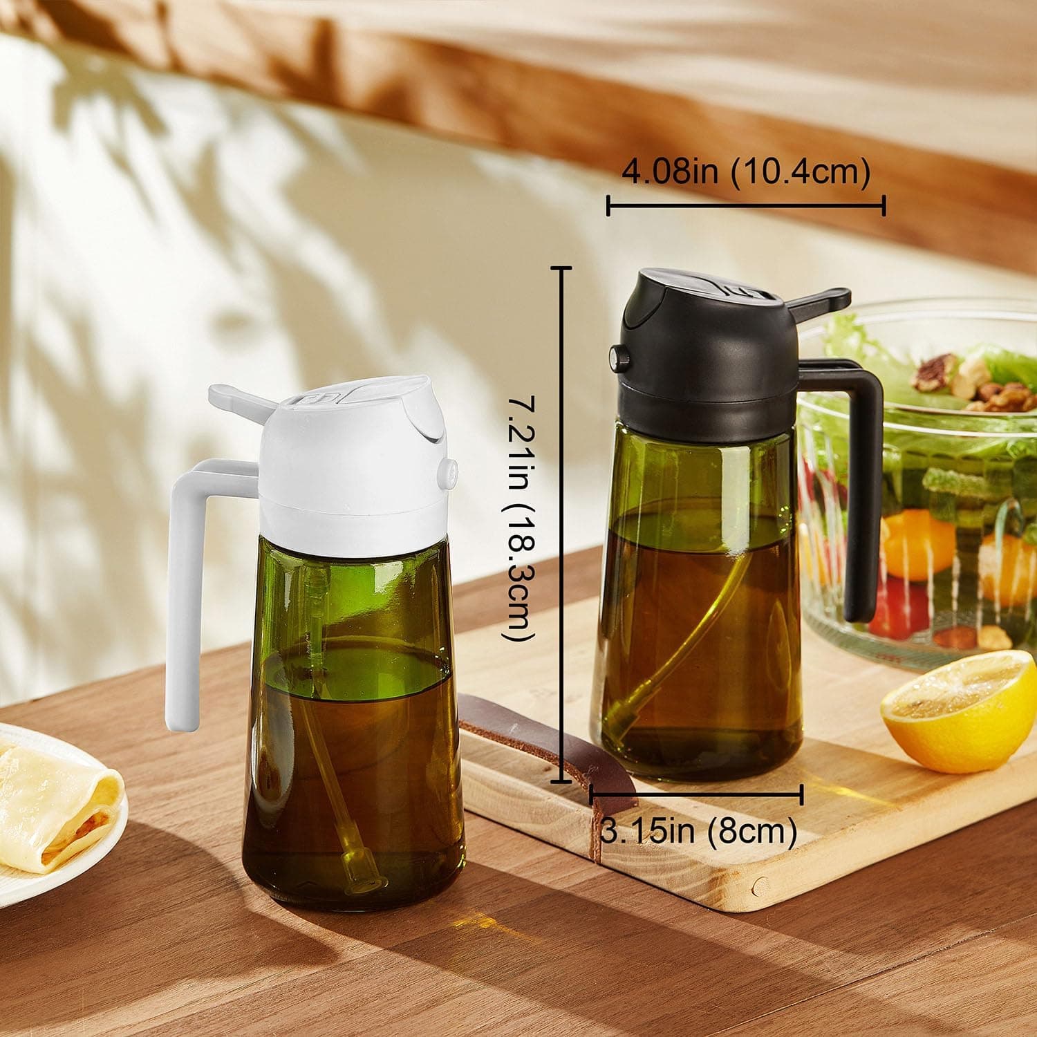 TrendPlain - Original 16oz/470ml Olive Oil Dispenser Bottle for Kitchen Gadgets and Air Fryer Accessories - Olive Oil Sprayer for Cooking w/Stickers - Black 1 Pack Black - Image 7
