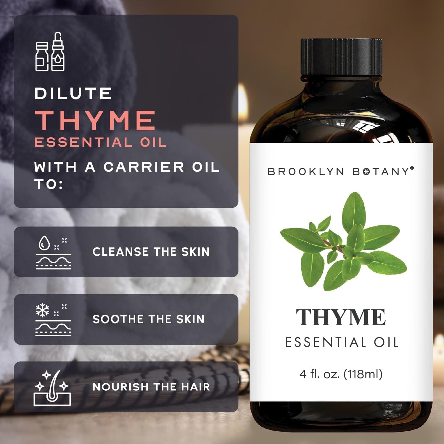 Brooklyn Botany Thyme Essential Oil - Huge 4 Fl Oz - 100% Pure and Natural - Premium Grade with Dropper - for Aromatherapy and Diffuser Thyme 4 Fl Oz (Pack of 1) - Image 6