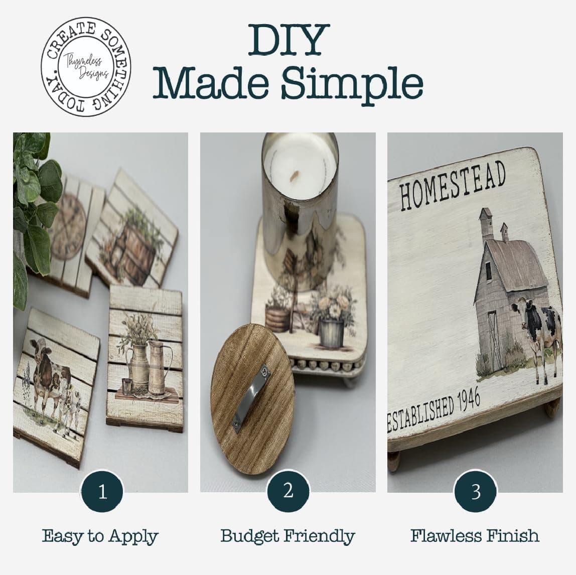 Rub on Transfers for Crafts and Furniture | 3 Design Sheets 6”x 12” | Home Decor Transfers | Furniture and Craft Decals | by Thymeless Designs (Farmhouse) - Image 8