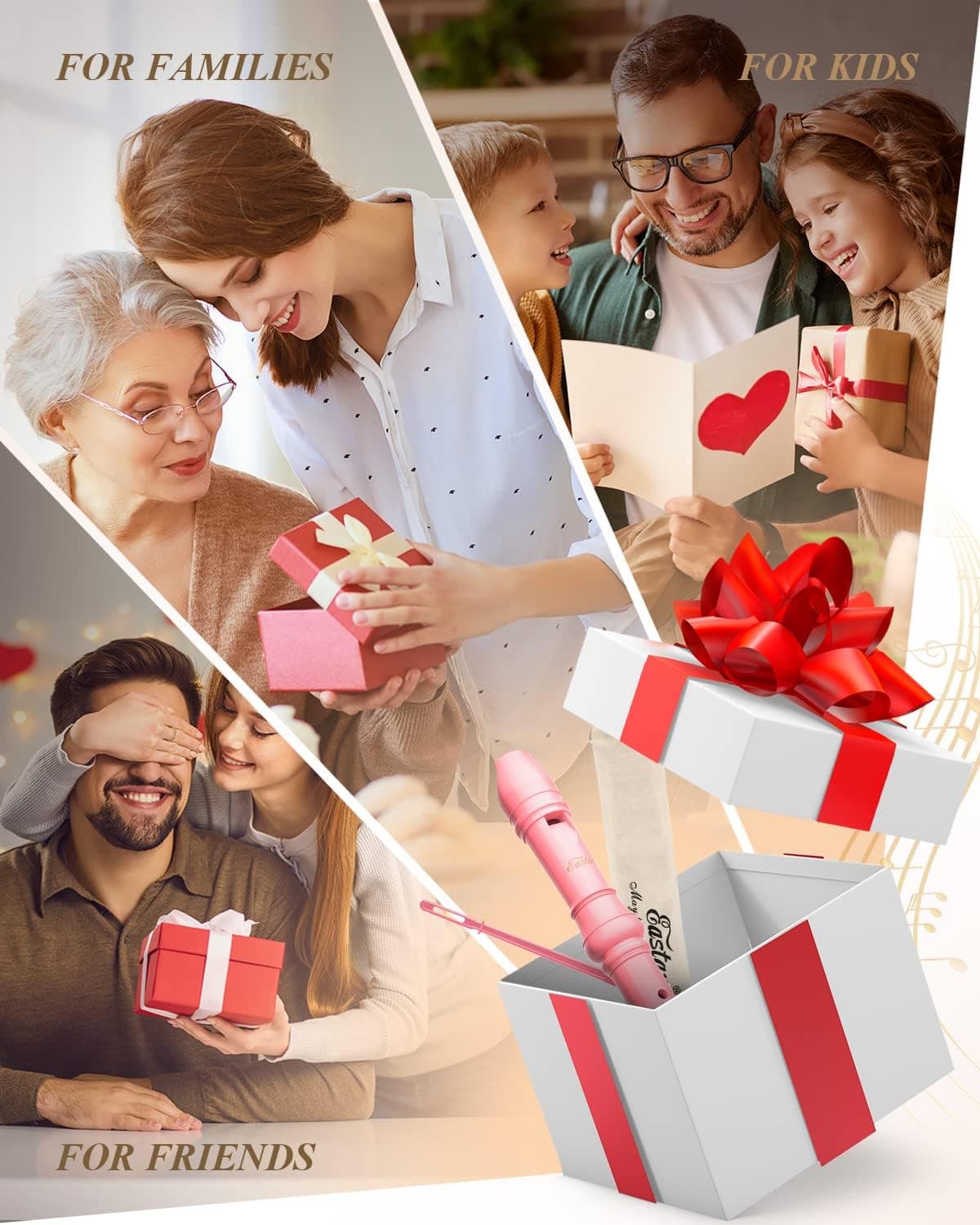 Eastar Soprano Recorder Instrument for Kids Beginners, German Fingering C Key with Cleaning Kit, Thumb Rest, Cotton Bag, Fingering Chart, ERS-21GP, Pink, School-Approved German Light Pink - Image 6