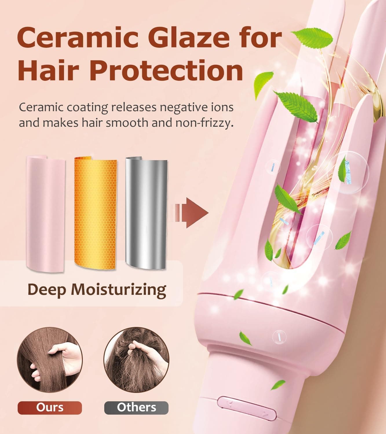 Auto Hair Curler, Automatic Curling Iron with 4 Temperature & 3 Timer, Automatic Shut-Off, Anti-Scald, Anti-Tangle Rotating Curling Wand for Hair Styling, Pink Classic Pink - Image 4