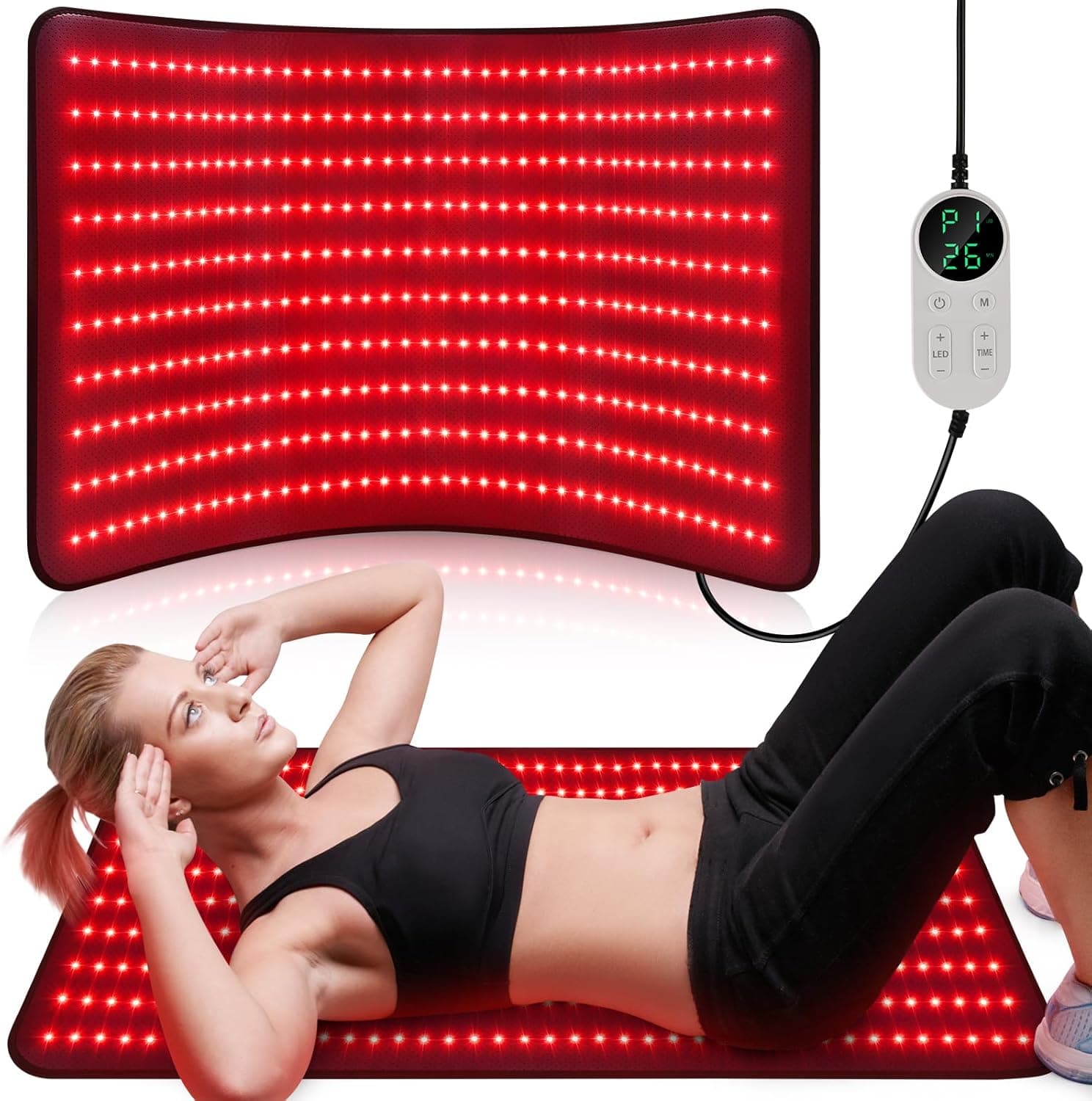 Red Light Therapy Mat for Body, 39’’ x 24’’Large Near Infrared Light Therapy with Timer, 660nm 850nm Home Red Light Therapy Blanket for Back Belly Shoulder Muscle Joint (with Storage Bag) Red Max - Image 2