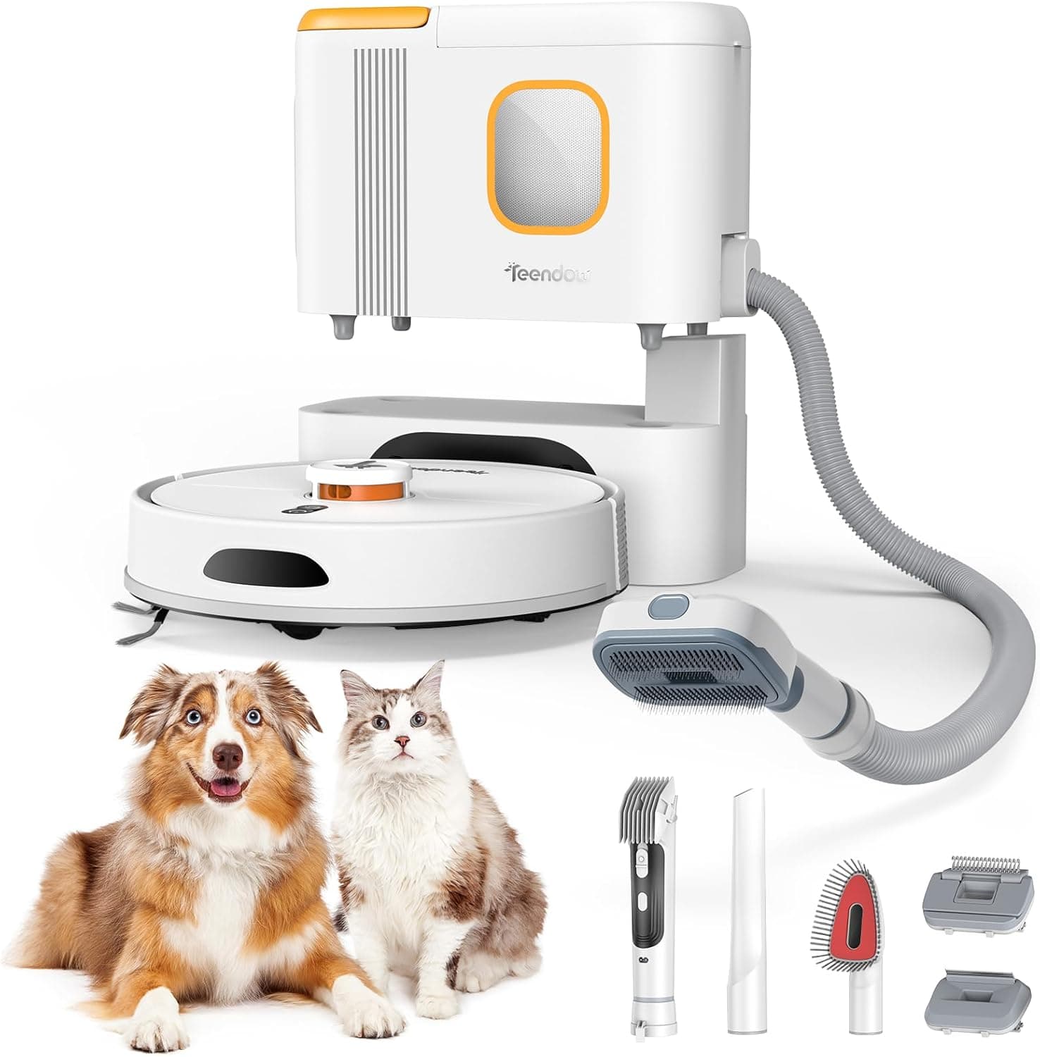 Teendow D20S Max+ Robot Vacuum and Mop, 8000Pa Suction for Pet Hair, with Self-Emptying Dock and Pet Grooming Parts, 10 Weeks Hands-Free Cleaning, PreciSense LiDAR Navigation, App & Voice Control White - Image 2