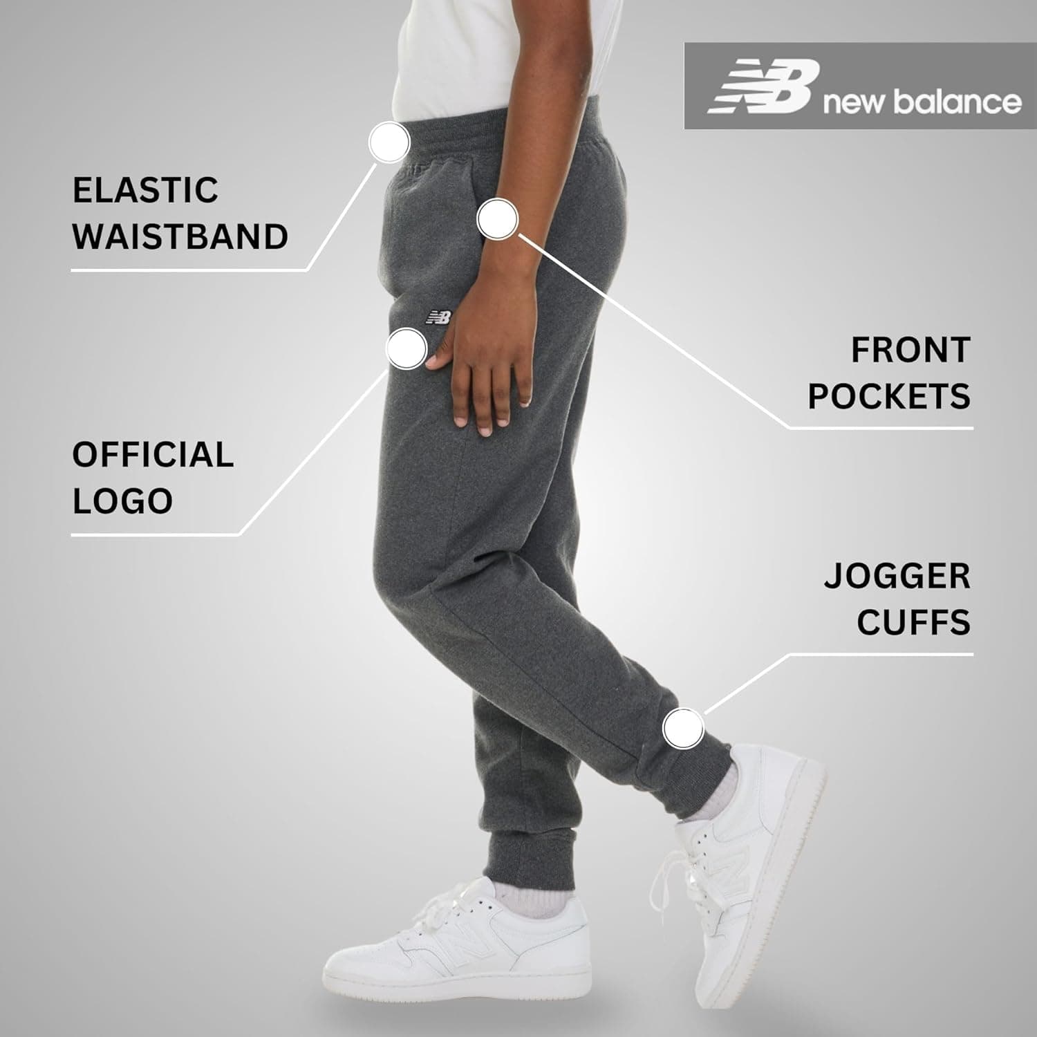 New Balance Boys Fleece Jogger 3 Pack – Kids Soft Cotton Blend Fleece Sweatpants with Pockets, Athletic Fit, Sizes 4-20 Black/Grey/Charc 14-16 - Image 5