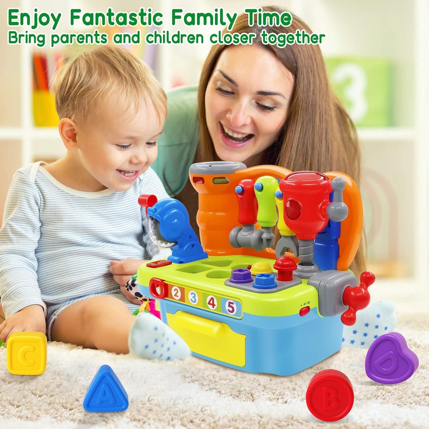 Baby Toys for 1 Year Old Boy Girl Musical Learning Workbench for 1 2 Year Old Boy Birthday Gift Early Educational Sound Shape Toddler Toys Age 1-2 Tool Set for Kids 12-18 Months - Image 3