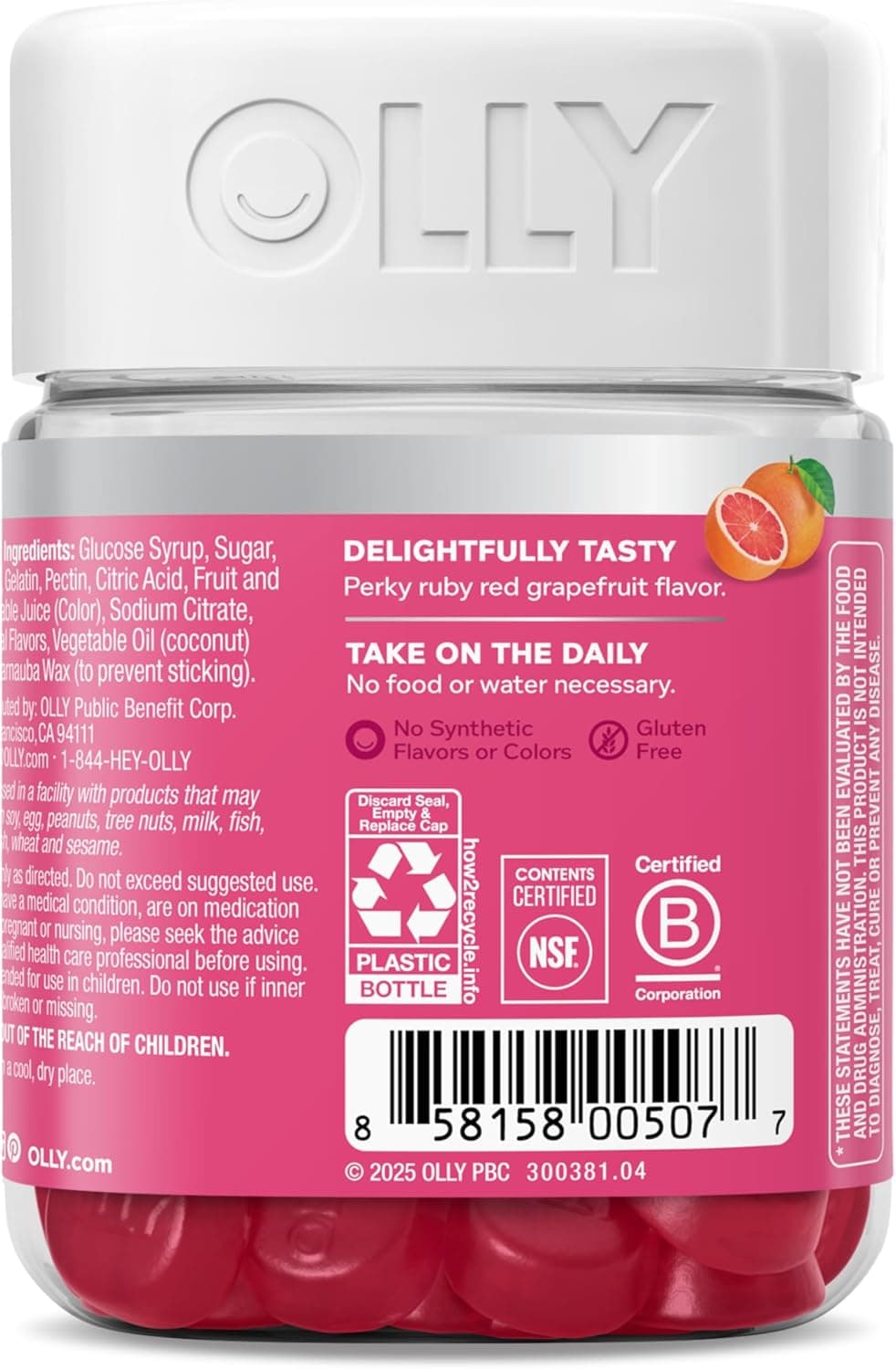 OLLY Undeniable Beauty Gummy, Para Cabello, Piel, Uñas, Biotina, Vitamina C, Queratina, Suplemento Masticable, Pomelo, Suministro de 30 Días - 60 Conteo (Paquete de 1) - Image 11