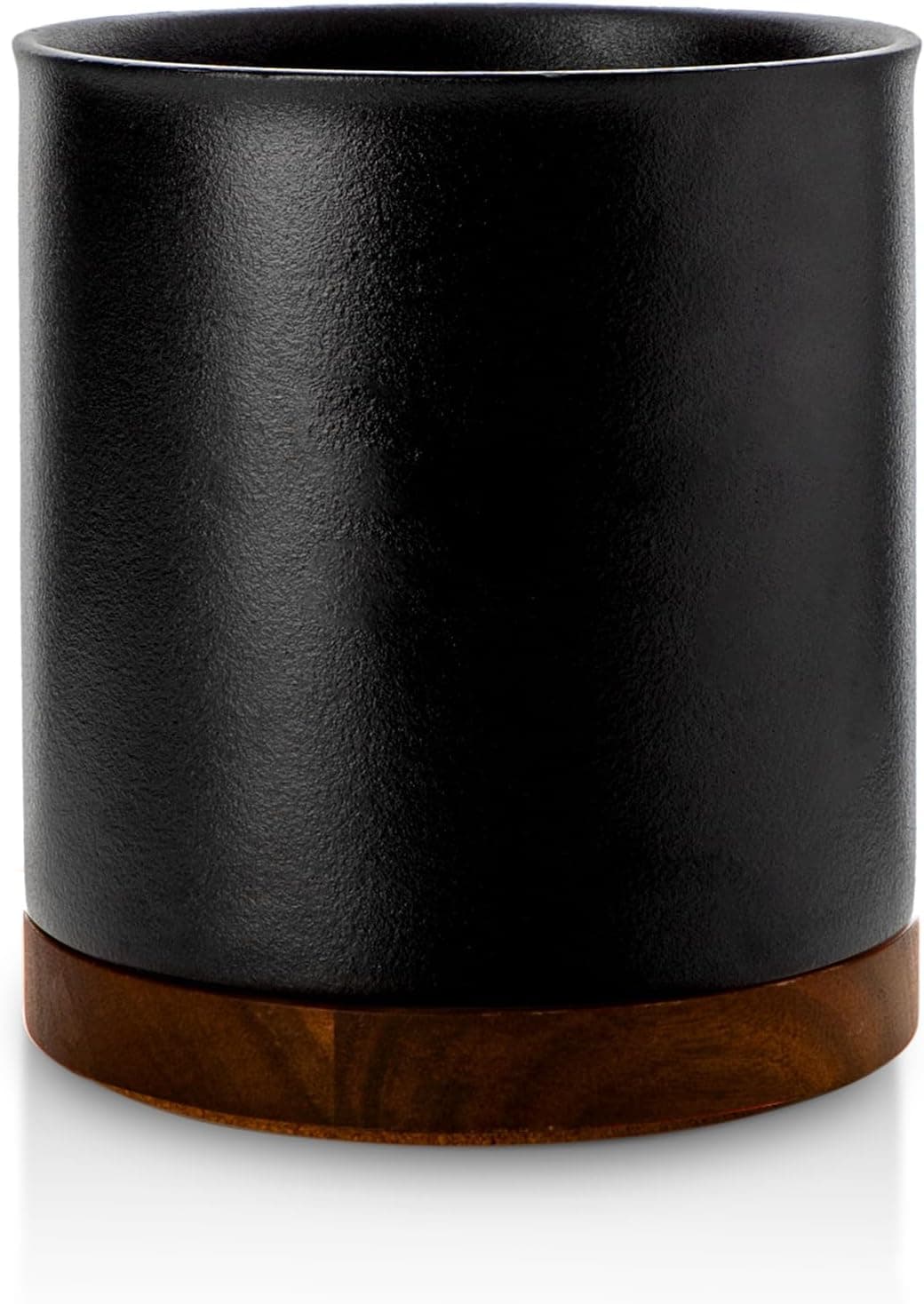 Nucookery 360°Rotating Utensil Holder, 7.2" Kitchen Utensil Crock, Ceramic Cooking Utensil Organizer with Countertop-Protection Cork Bottom for Farmhouse Kitchen Decor Christmas (Stone Black) - Image 9