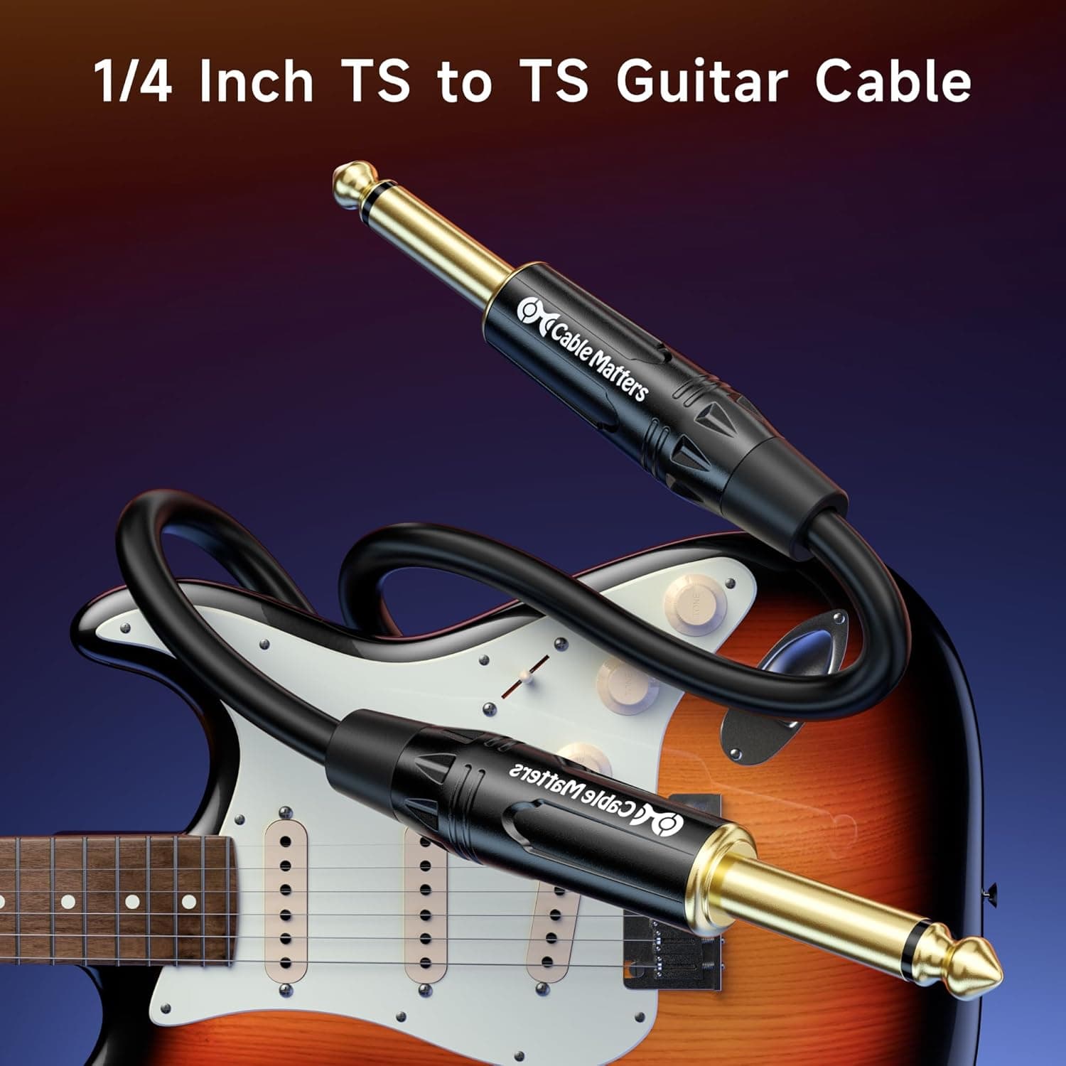 Cable Matters 2-Pack 1/4 Inch TS to TS Electric Guitar Cable - 6ft, Guitar Amp Cord, Instrument Cable for ElectricGuitar, Mandolin, Bass AMP, Keyboard, Mixer, Equalizer 6 ft Regular - Image 2