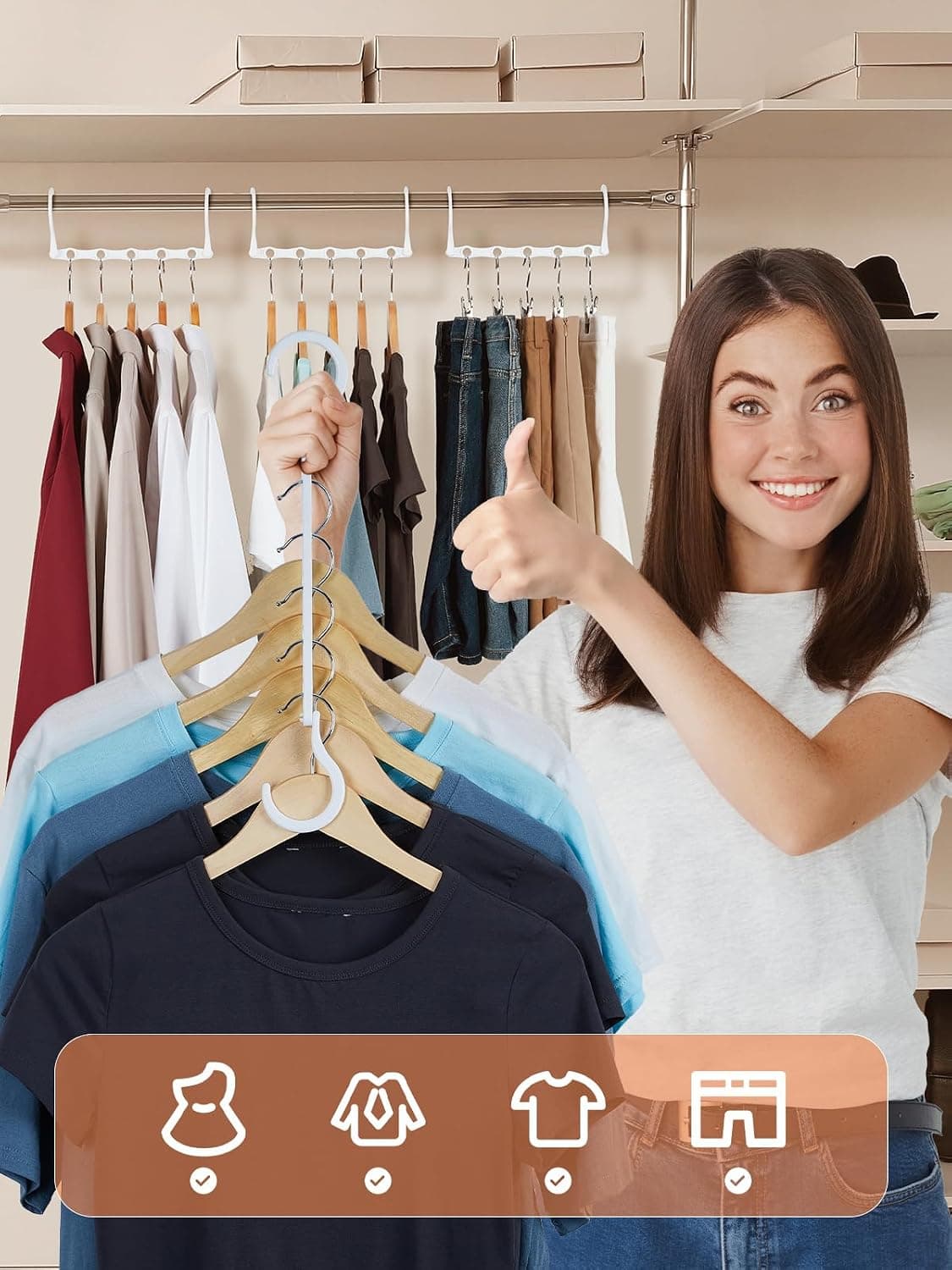 HOUSE DAY Space Saving Hangers 16 Pack, Closet Organizers and Storage - Image 3