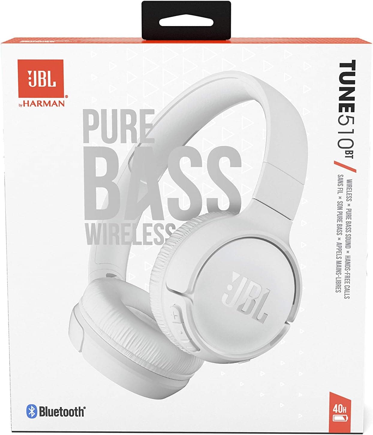 JBL Tune 510BT - Bluetooth headphones with up to 40 hours battery, microphone for call, foldable and comfortable, Android and iOs compatible (White) White headphones - Image 9