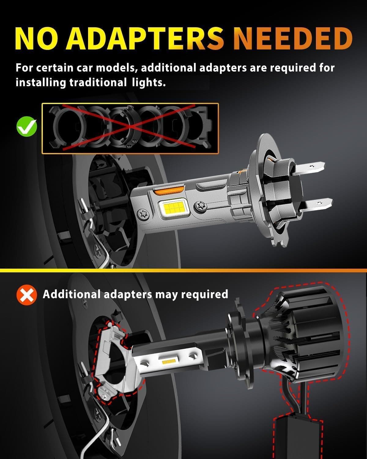 Latest H7/H7LL Bulbs, 50,000LM 900% Brightness, 6500K White Super Bright, 1:1 Halogen Size, 6500 Cool White H7 Fog Lights, No Adapter Required, Easy Install, Non-Polarity, Pack of 2 - Image 8