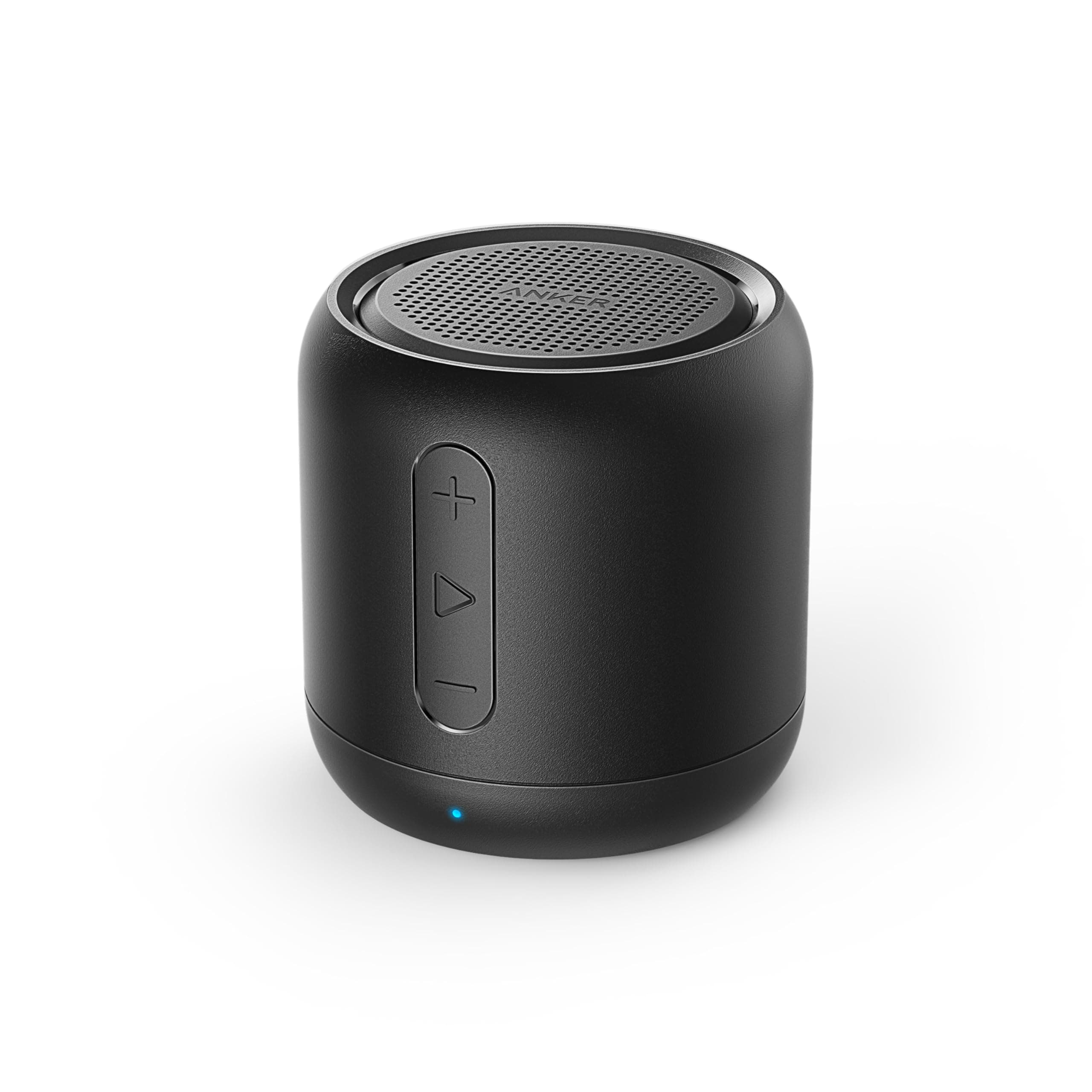 Soundcore Anker Mini, Super-Portable Bluetooth Speaker with FM Radio, 15-Hour Playtime, 66 ft Bluetooth Range, Enhanced Bass, Noise-Cancelling Microphone for Leisure and Work Use black