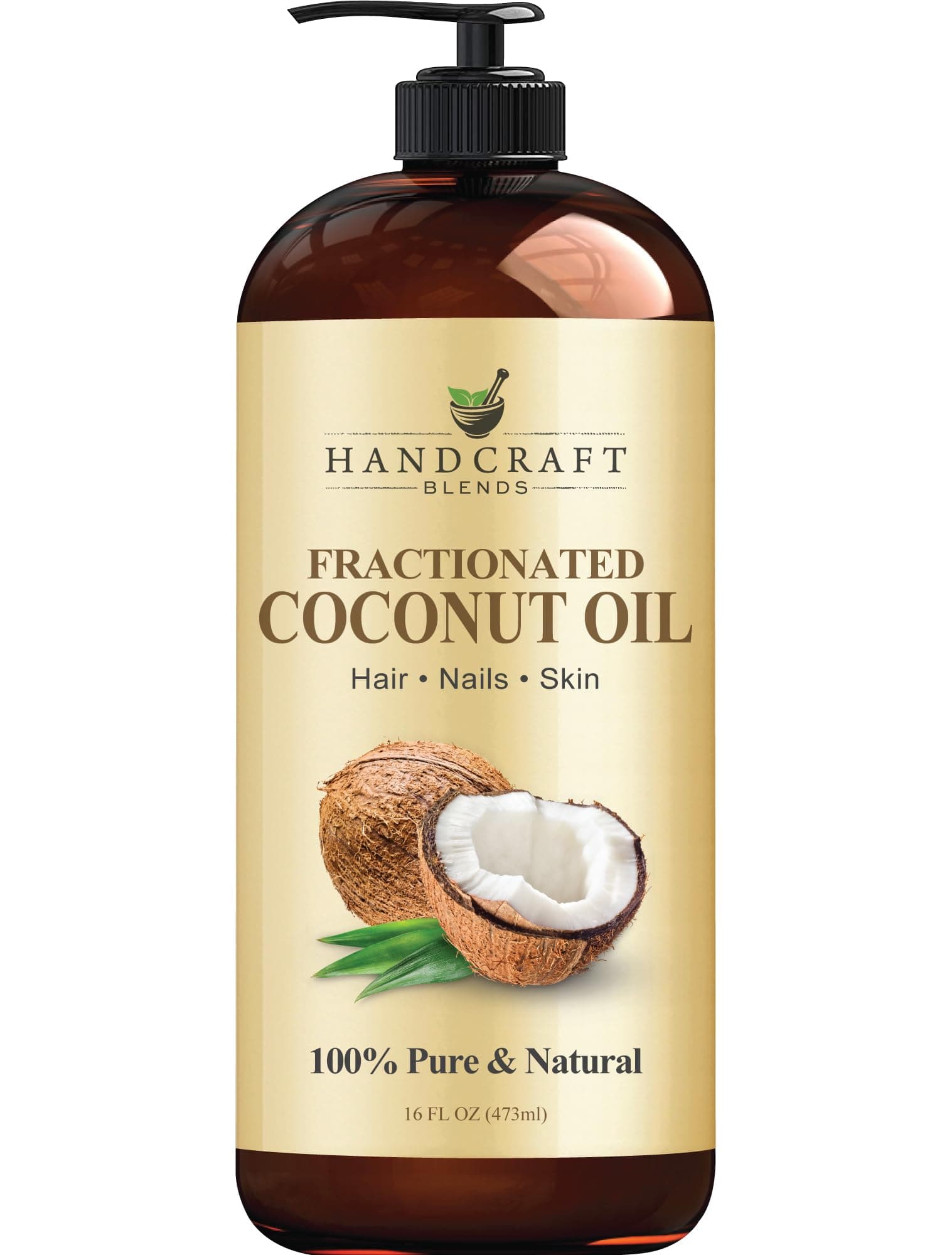 Handcraft Blends Fractionated Coconut Oil - 16 Fl Oz - 100% Pure and Natural - Premium Grade Carrier Oil for Skin, Hair and Body - Massage - Hair Tonic Coconut - 16 Fl Oz (Pack of 1) 16 Fl Oz (Pack of 1)