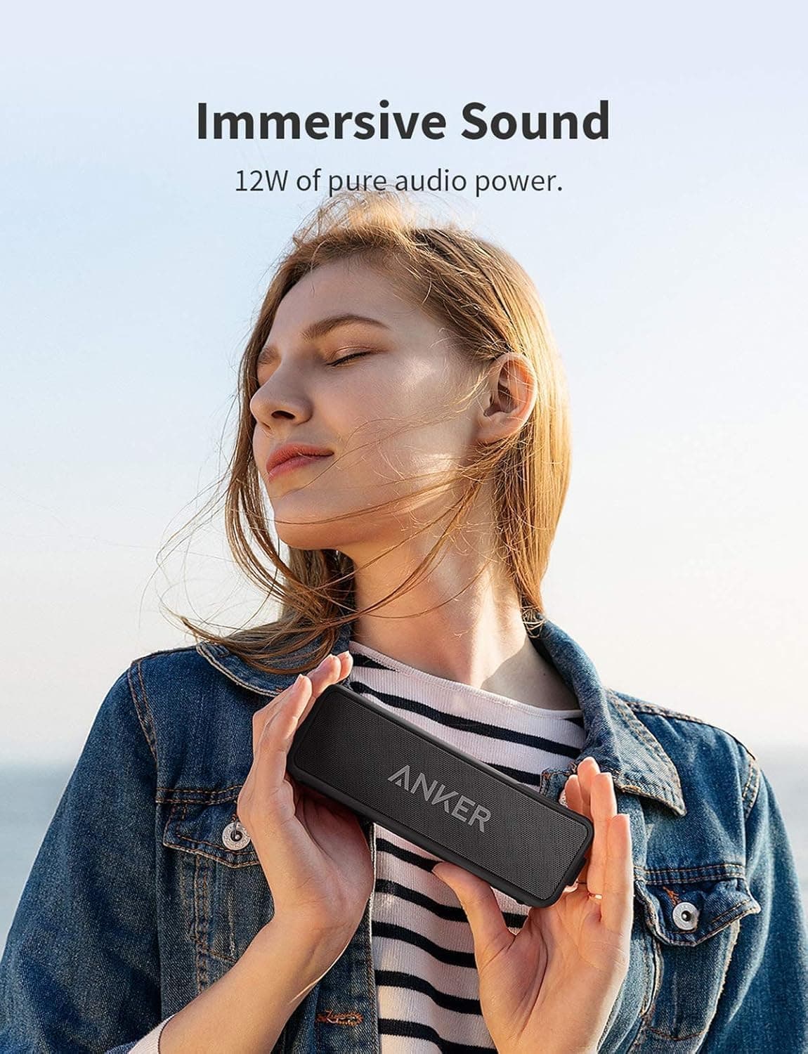 Anker Soundcore 2 Portable Bluetooth Speaker with Stereo Sound, Bluetooth 5, Bassup, IPX7 Waterproof, 24-Hour Playtime, Wireless, Speaker for Home, Outdoors, Travel Black - Image 3