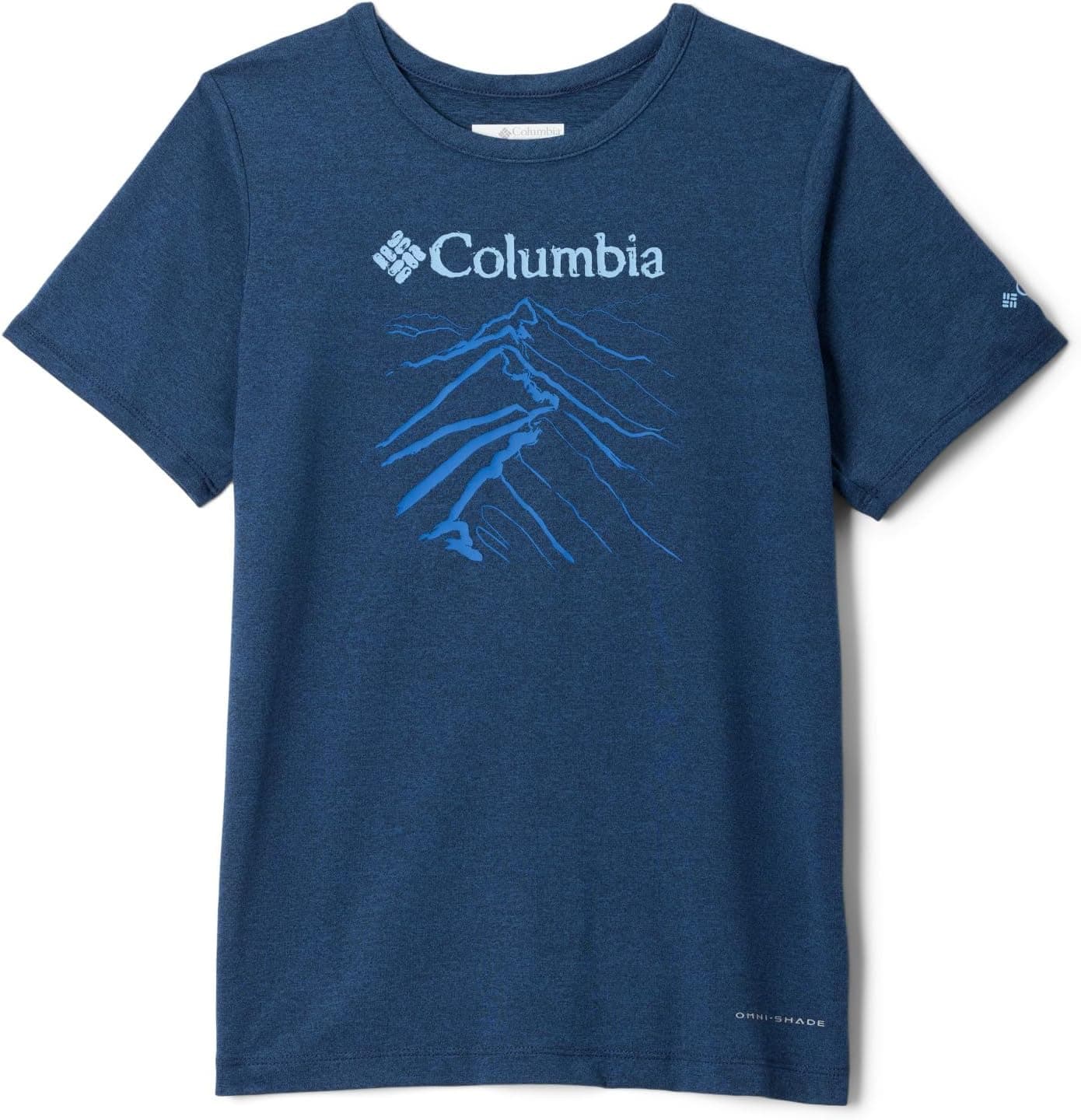 Columbia Boys' Tech Trail Short Sleeve Graphic Shirt X-Large Collegiate Navy Heather/Ridge Line Life - Image 2