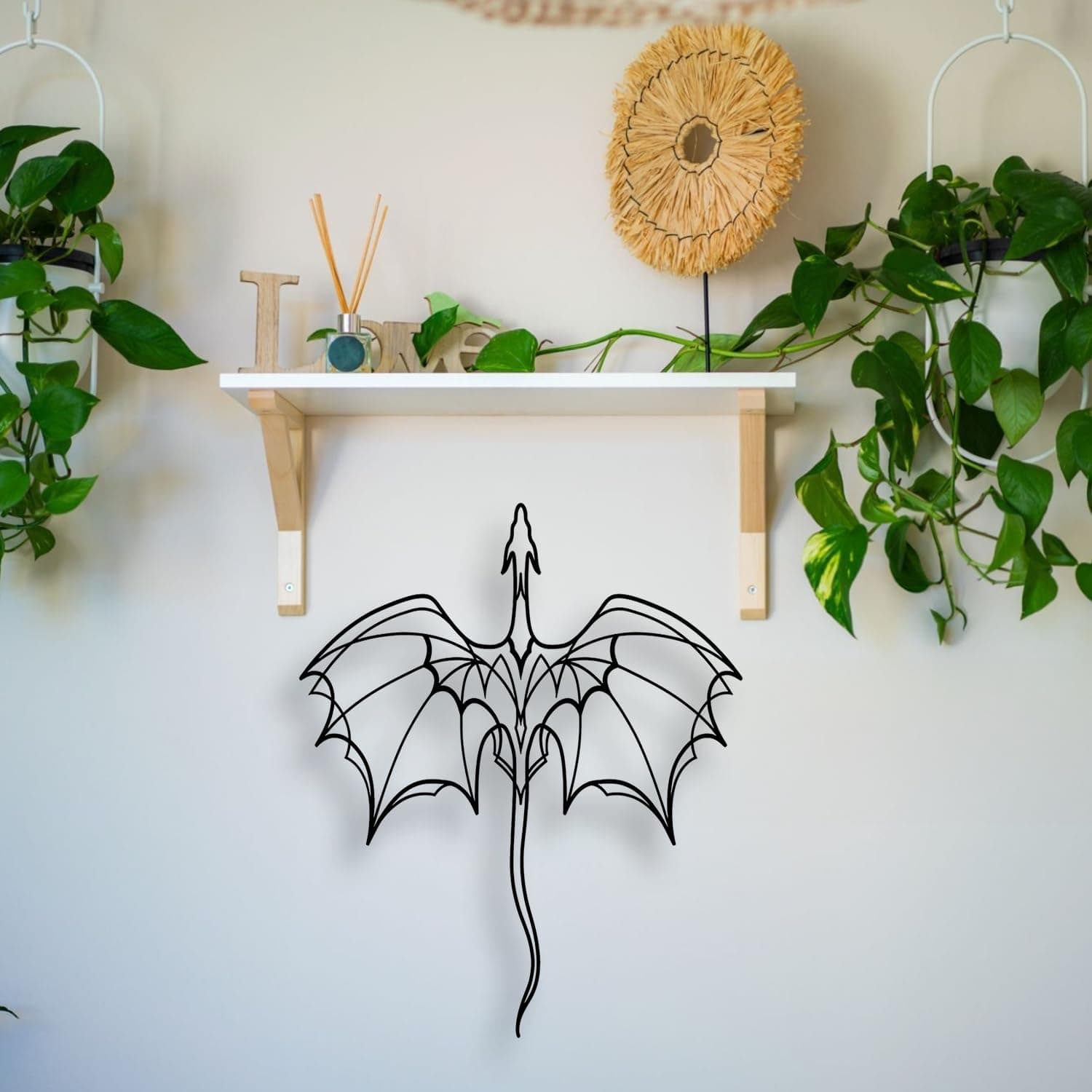 LIYOUYA Fantasy Dragon Metal Wall Decor - Black Simple Lines Dragon Wall Art Home Decor for Living Room, Bathroom, Bedroom, Dining Room, Porch, Farmhouse (Black) - Image 8