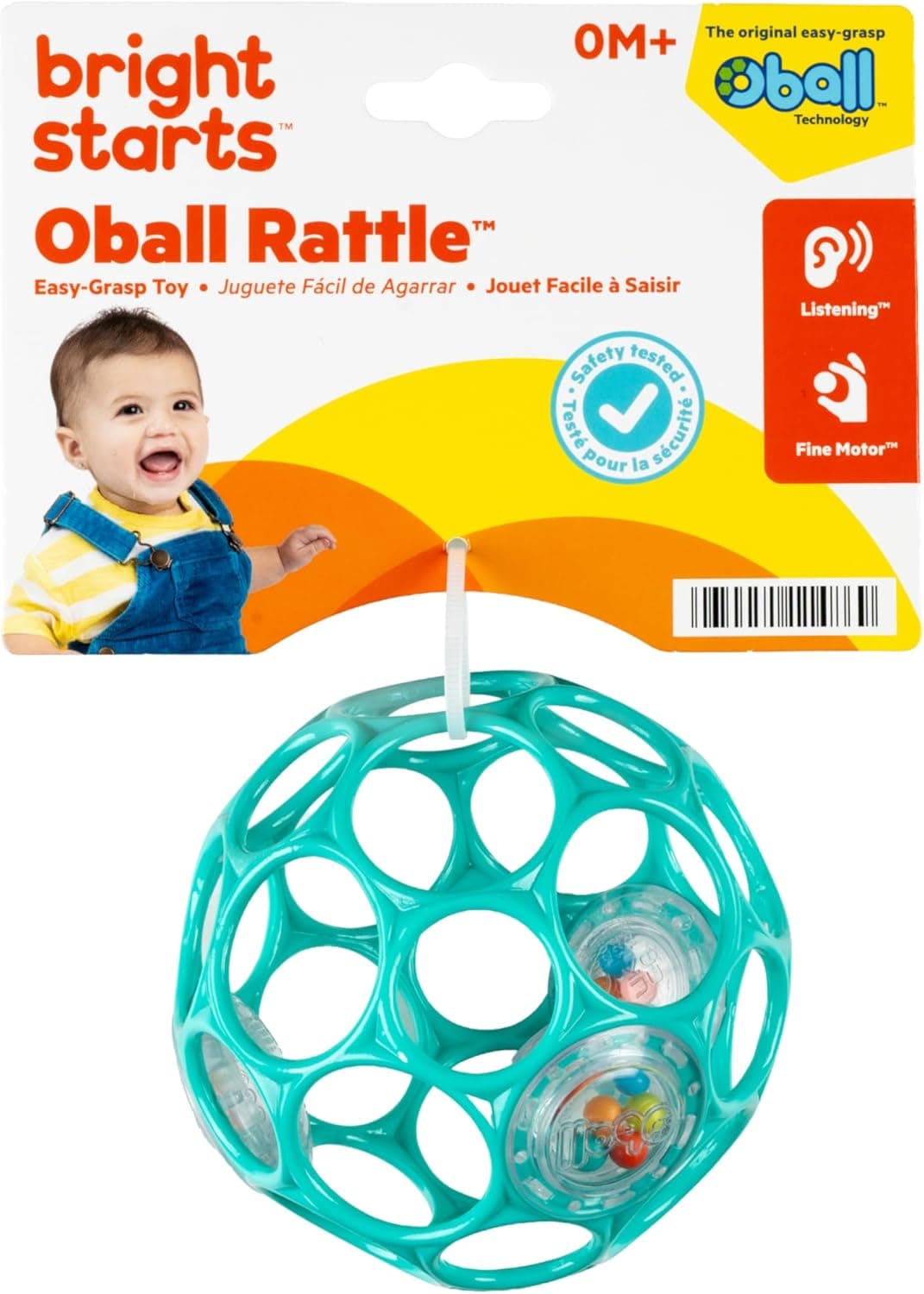 Bright Starts Oball Easy-Grasp Rattle BPA-Free Infant Toy in Teal, Age Newborn and up, 4 Inches - Image 9