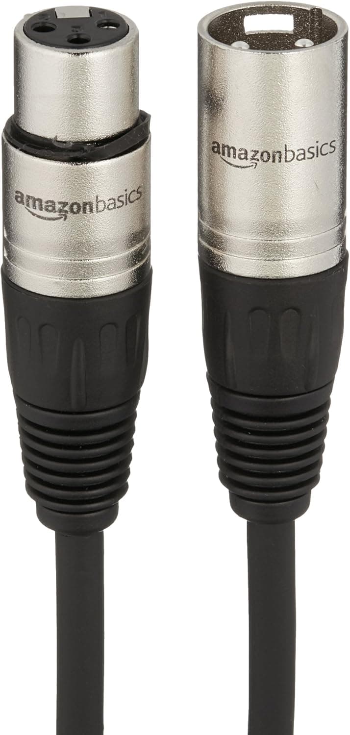 Amazon Basics XLR公头到母头麦克风线，适用于扬声器或PA系统，全铜导体，6MM PVC外套，6英尺，黑色 - Image 4