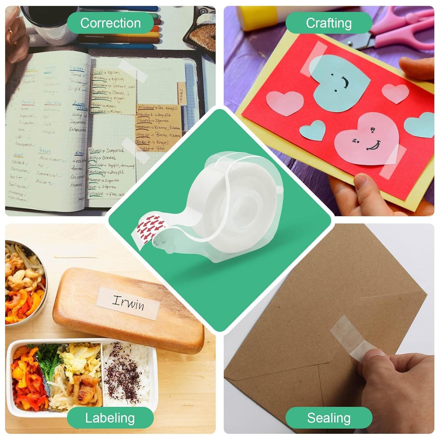 Tape, Invisible Tape for Gift Wrapping, 6 Rolls+6 Refillable Dispensers, Matte Finish, Writable, 3/4″x 650″, Clear Tapes for Christmas Wrapping Paper, Office&School Supplies 3/4″ (6 Pack) - Image 7