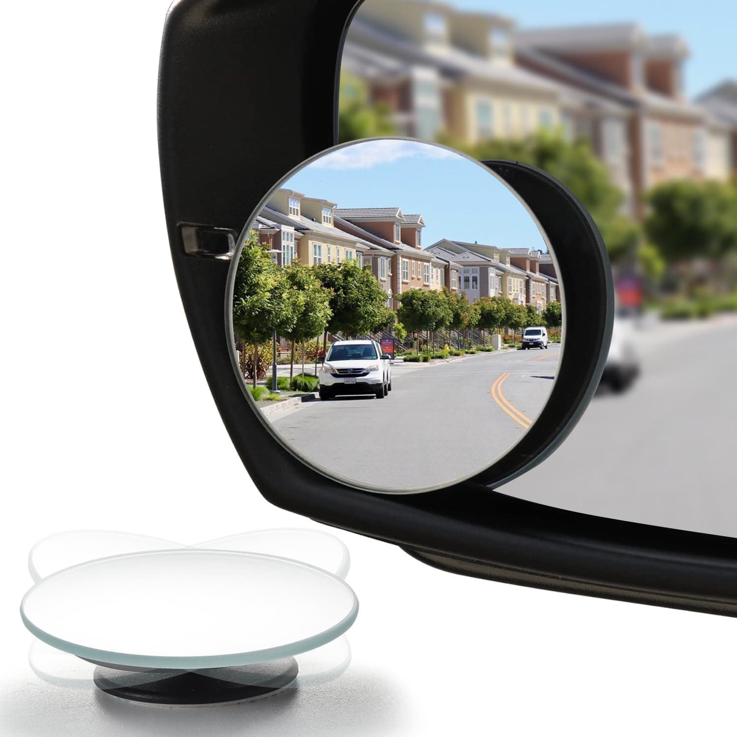 LivTee Blind Spot Mirror, 2" Round HD Glass Frameless Convex Rear View Mirrors Exterior Accessories with Wide Angle Adjustable Stick for Car SUV and Trucks, Pack of 2 Round Pack of 2 - Image 2