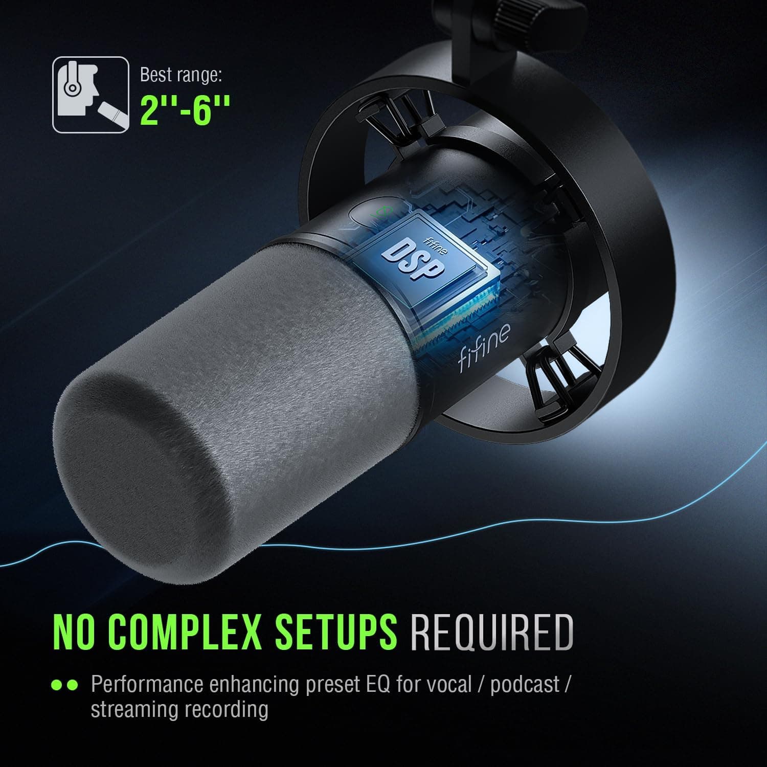 Kit de micrófono para podcast FIFINE K688, micrófono dinámico USB/XLR con brazo articulado para PC/mixer XLR, micrófono para gaming con botón de silencio, jack para auriculares para vocal, voz en off, streaming, grabación de música -K688CT Negro - Image 6