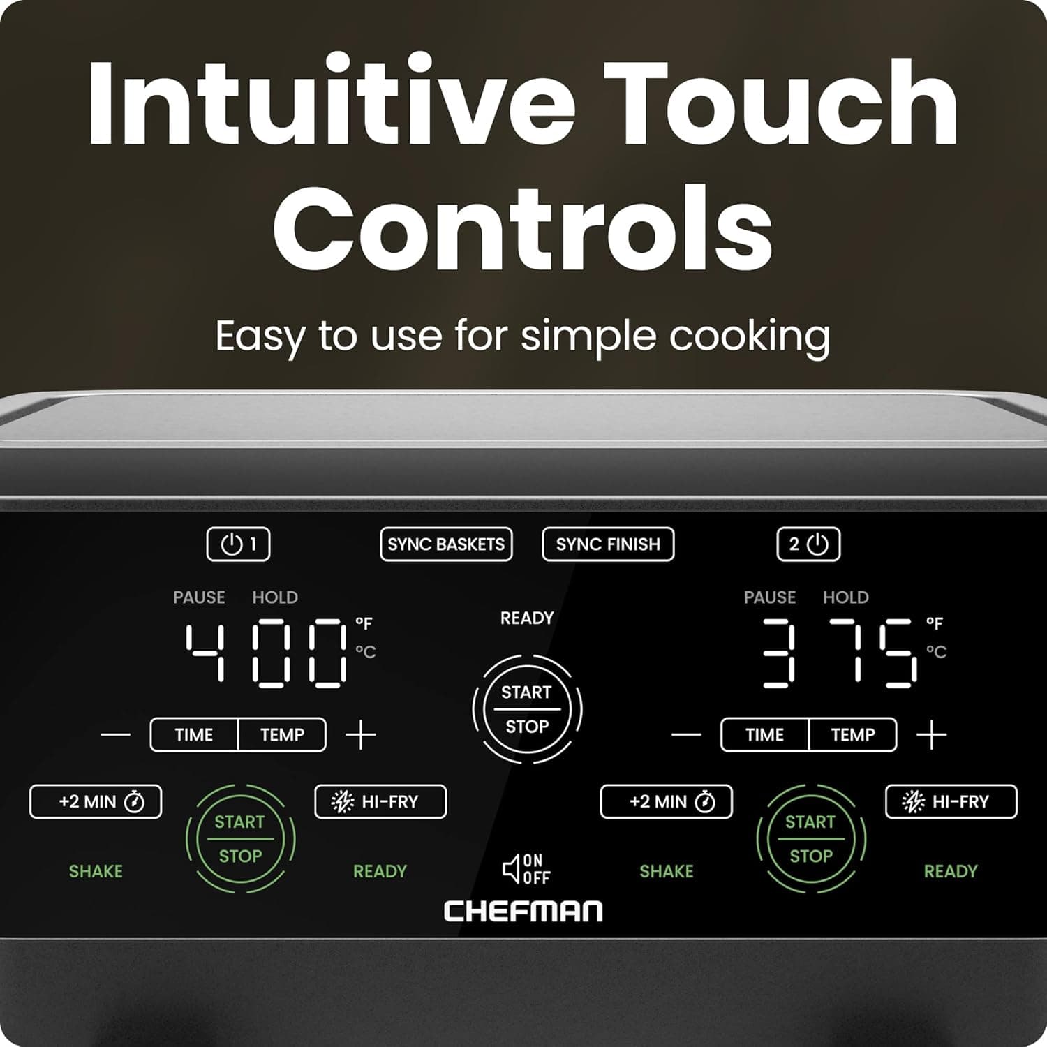 CHEFMAN 6 Quart Dual Basket Air Fryer Oven with Easy View Windows, Sync Finish, Hi-Fry, Auto Shutoff, 2 Independent 3Qt Nonstick Dishwasher Safe Frying Baskets, Digital Double Air Fryer - Black - Image 7