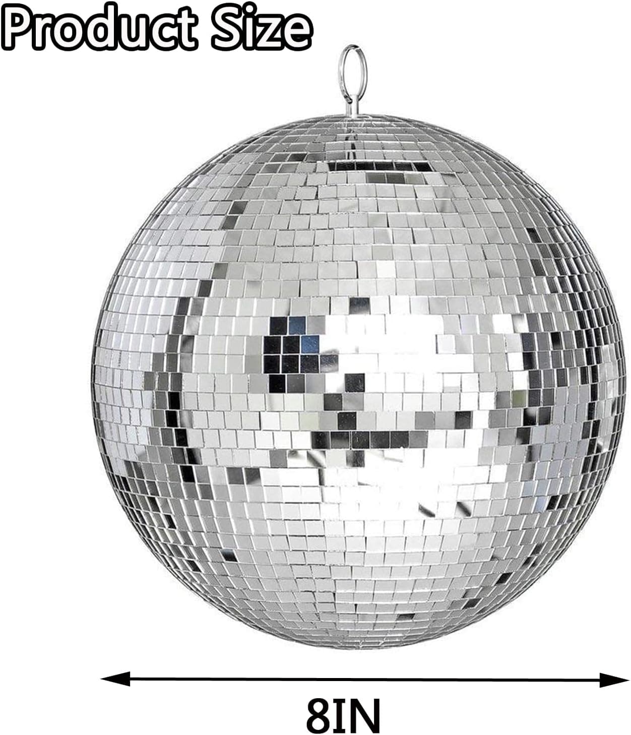 Alytimes Mirror Disco Ball - 8-Inch Cool and Fun Silver Hanging Party Disco Ball –Big Party Decorations, Party Design - Image 2