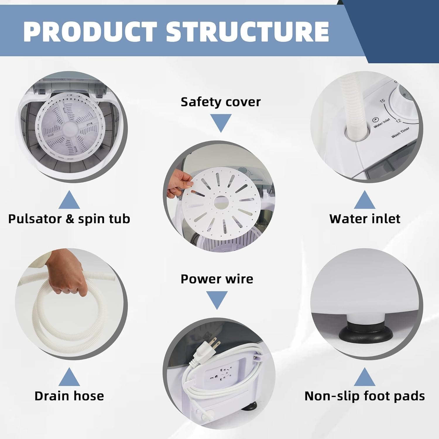 Elevon迷你旋转干衣机 便携洗衣机，适合家庭、公寓、房车，灰色 - Image 5