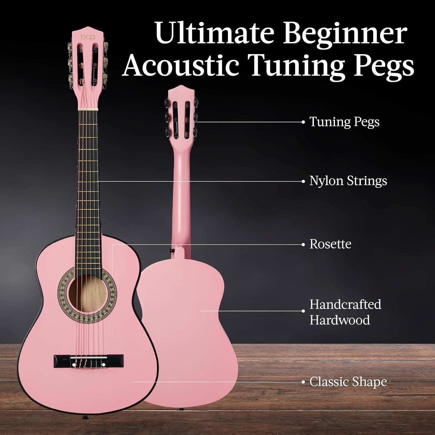 Best Choice Products 30in Kids Acoustic Guitar, All-in-One Beginner Starter Kit w/Strap, Case, Extra Strings, Rosette Inlay - Pink Pink 30in - Image 4