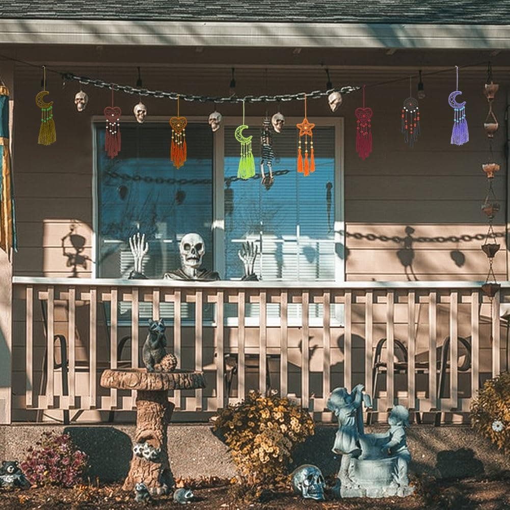 INFUNLY 24PCS DIY Small Dream Catcher Kits for Beginners Colorful Handmade Dreamcatcher Kit for Starters DIY Mini Star/Moon/Heart/Round Shape Ornament Making Kit for Bedroom Car Mirror Keychain Bag Love + Moon + Circle + Star - Image 8