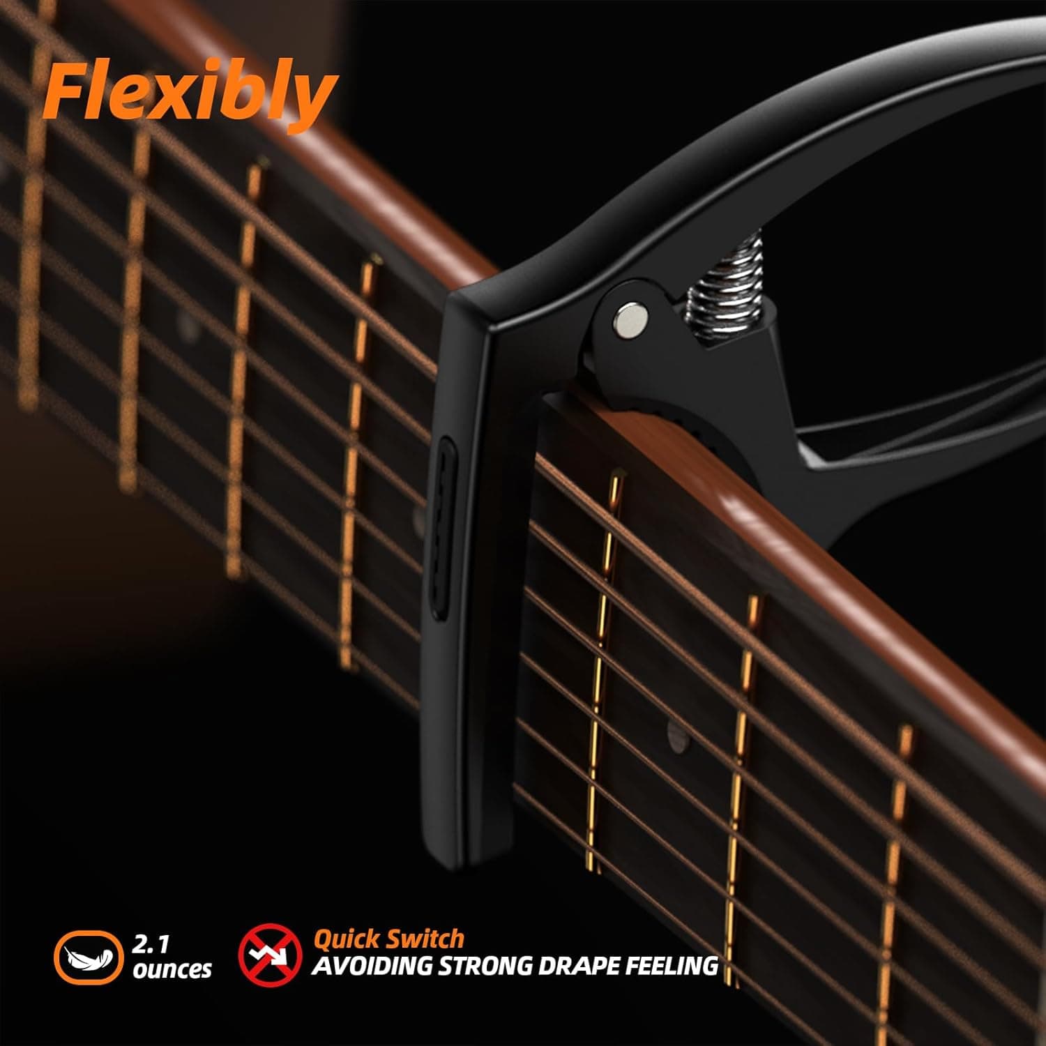 Guitar Capo,TANMUS 3in1 Zinc Metal Capo for Acoustic and Electric Guitars (with Pick Holder and 4Picks),Ukulele,Mandolin,Banjo,Guitar Accessories Black - Image 6