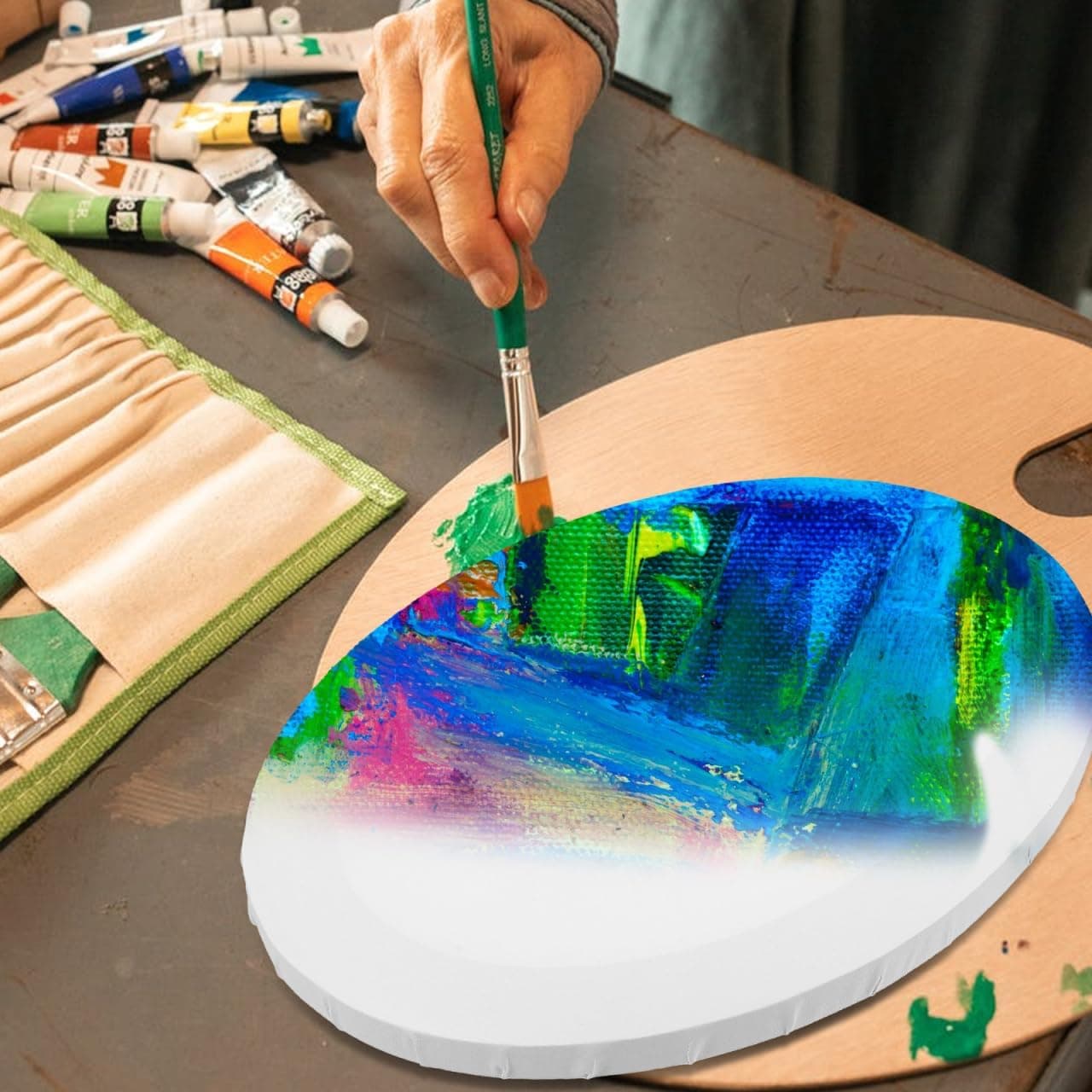 15.33 * 11.79Inch Oval Canvases for Painting,Oval Framed Canvas Blank Art Board Panels for Acrylic and Oil Painting Home Office Decor - Image 4