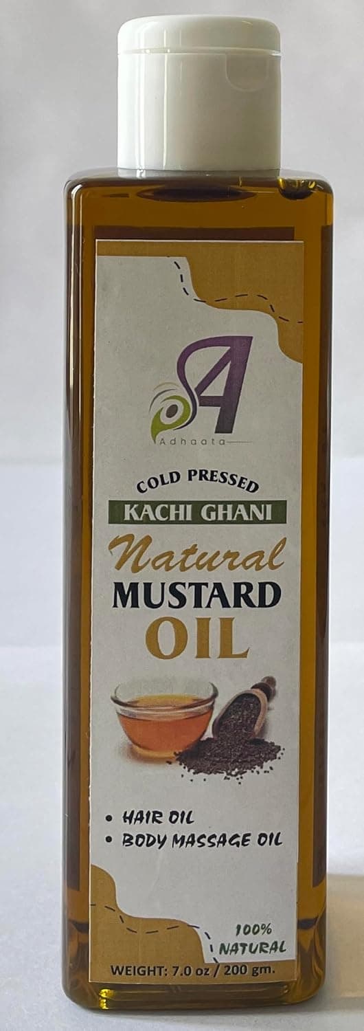 Kachi Ghani Mustard Seed Oil | Brassica Juncea | Unrefined | For Hair Growth | For Skin | For Massage | 100% Pure Natural | Traditional Cold Pressed Mustard Oil 7 Fl oz - (200 gram) - Image 2