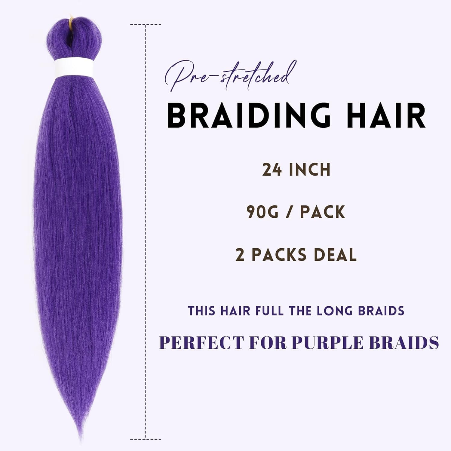 Long Purple Braiding Hair Pre Stretched Synthetic Braiding hair Extensions for Braids, Purple Hair Extensions for Stage Party Halloween Costume Cosplay 24 Inch Purple - Image 4