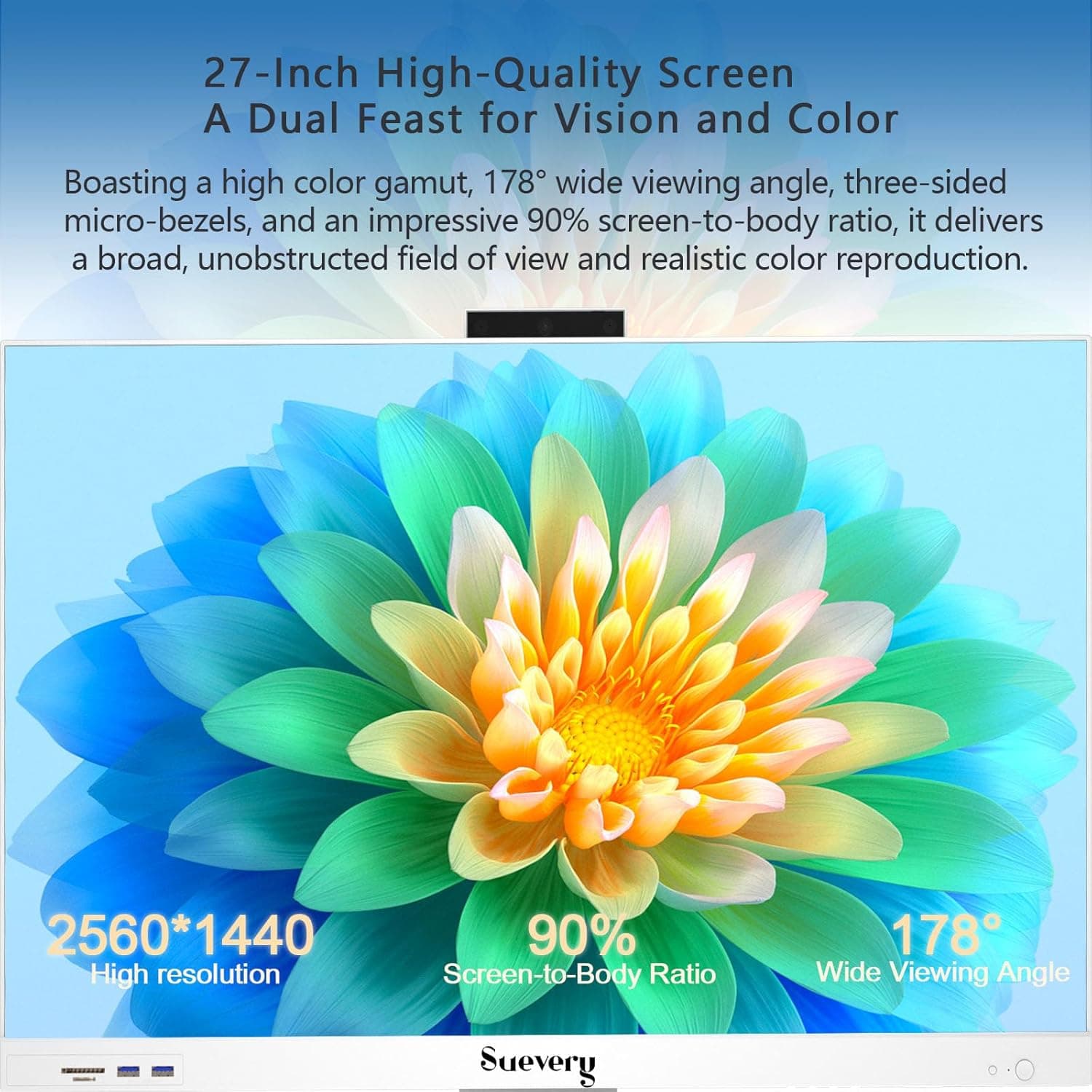 27 Inch 120Hz QHD All-in-One Desktop Computer 1TB SSD for Home &Office,Students & Business 32GB RAM Core I5(6Cores Up to 4.4G) Wi-Fi 6 2K 27" All in One Gaming PC White Not Touchscreen 27Inch-2K-120Hz Core I5 - Image 7