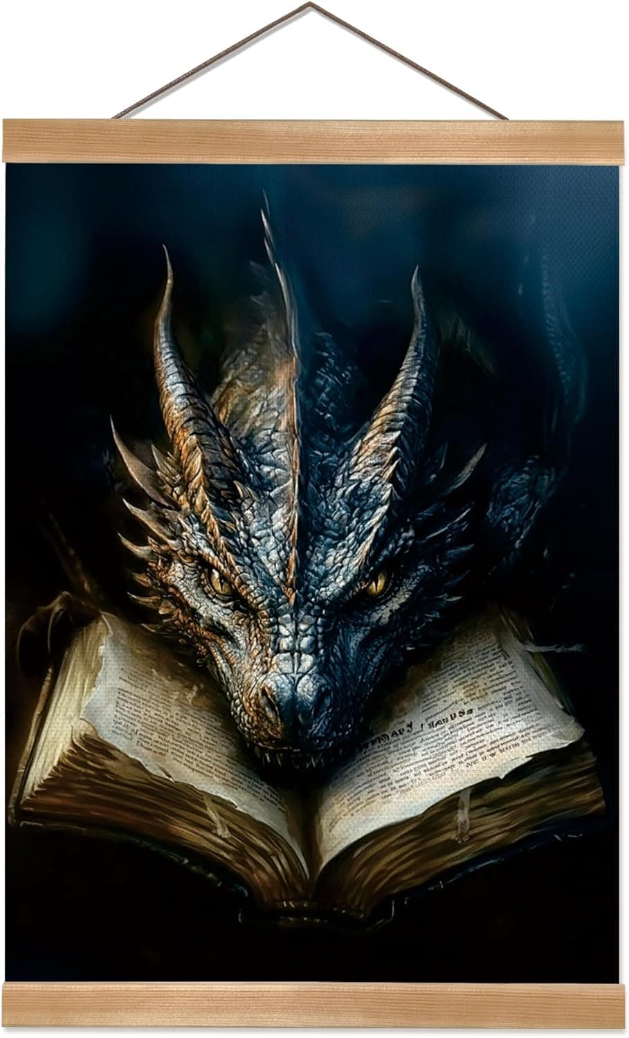ZTGDA Book Dragon Wall Art,Dark Academia Vintage Poster, Gothic Canvas Print for Book Lovers, Fantasy Wall Decor for Bedroom, Library or Office, Mysterious Bookworm Gift(dragon) - Image 2