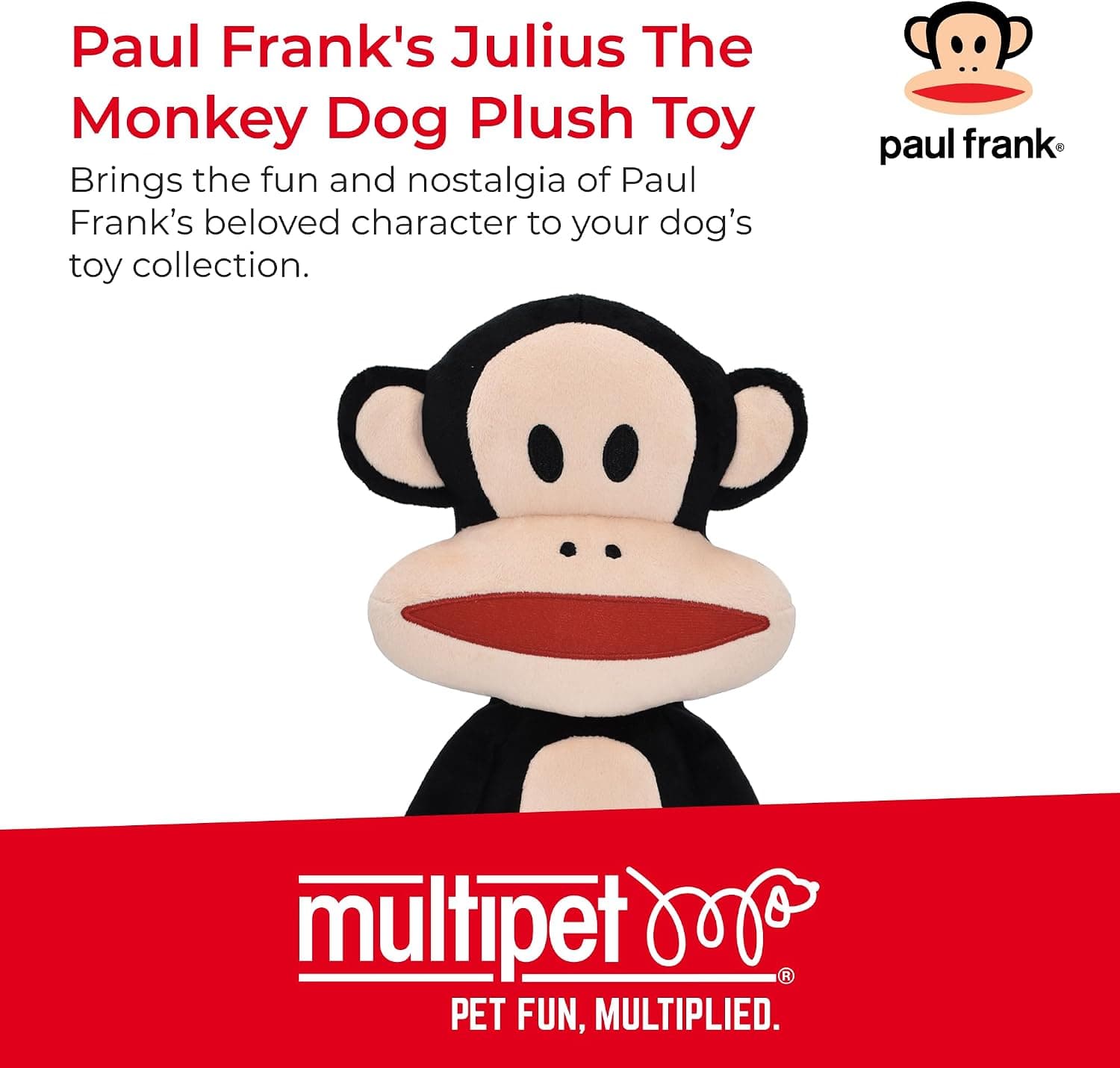 Amazon.com : Multipet Paul Frank's Julius The Monkey Dog Plush Toy - Squeaky Toy for All Dogs - Extra Soft Plush - Stuffed Animal for Cuddling & Playing (10") : Pet Supplies - Image 3
