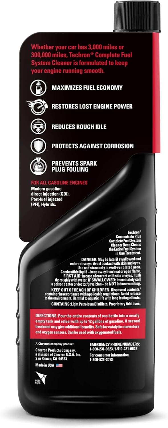 Chevron Techron Concentrate Plus Fuel System Cleaner, 12 oz, Pack of 1 12 Ounce (Pack of 1) 12 oz. - Image 2