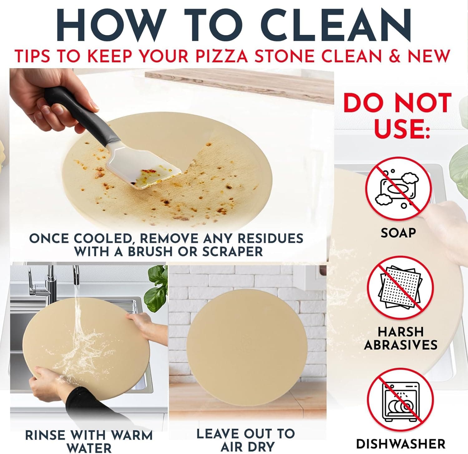 Culinary Couture 15 inch Round Pizza Stone for Oven - Large Pizza Stone for Grill, Cordierite Stones for Bread, Calzone, Cookies - Pizza Making Kit 15-inch Round - Image 4