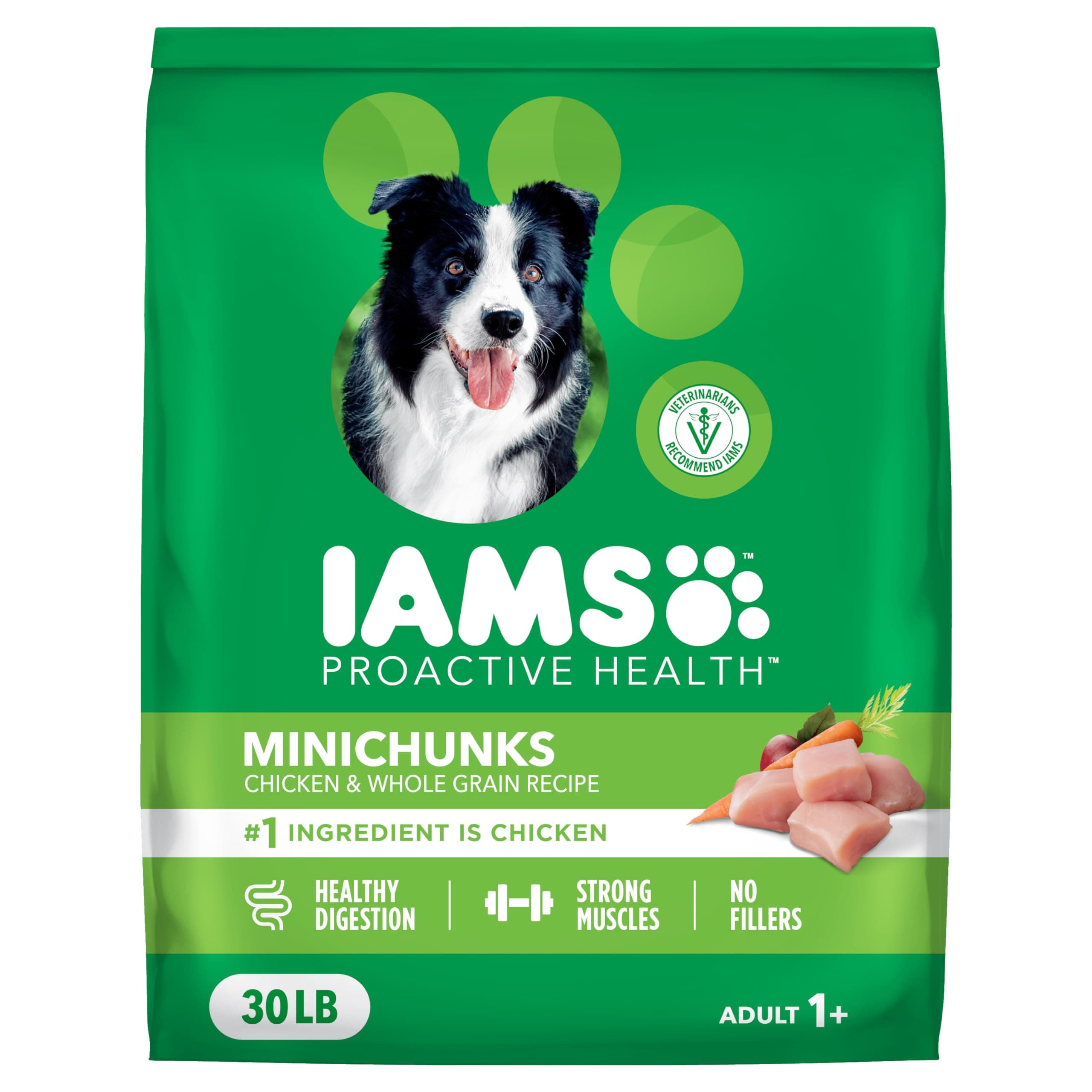 IAMS Proactive Health Minichunks Adult Dry Dog Food with Real Chicken, 30 lb. Bag Chicken 30 Pound (Pack of 1)