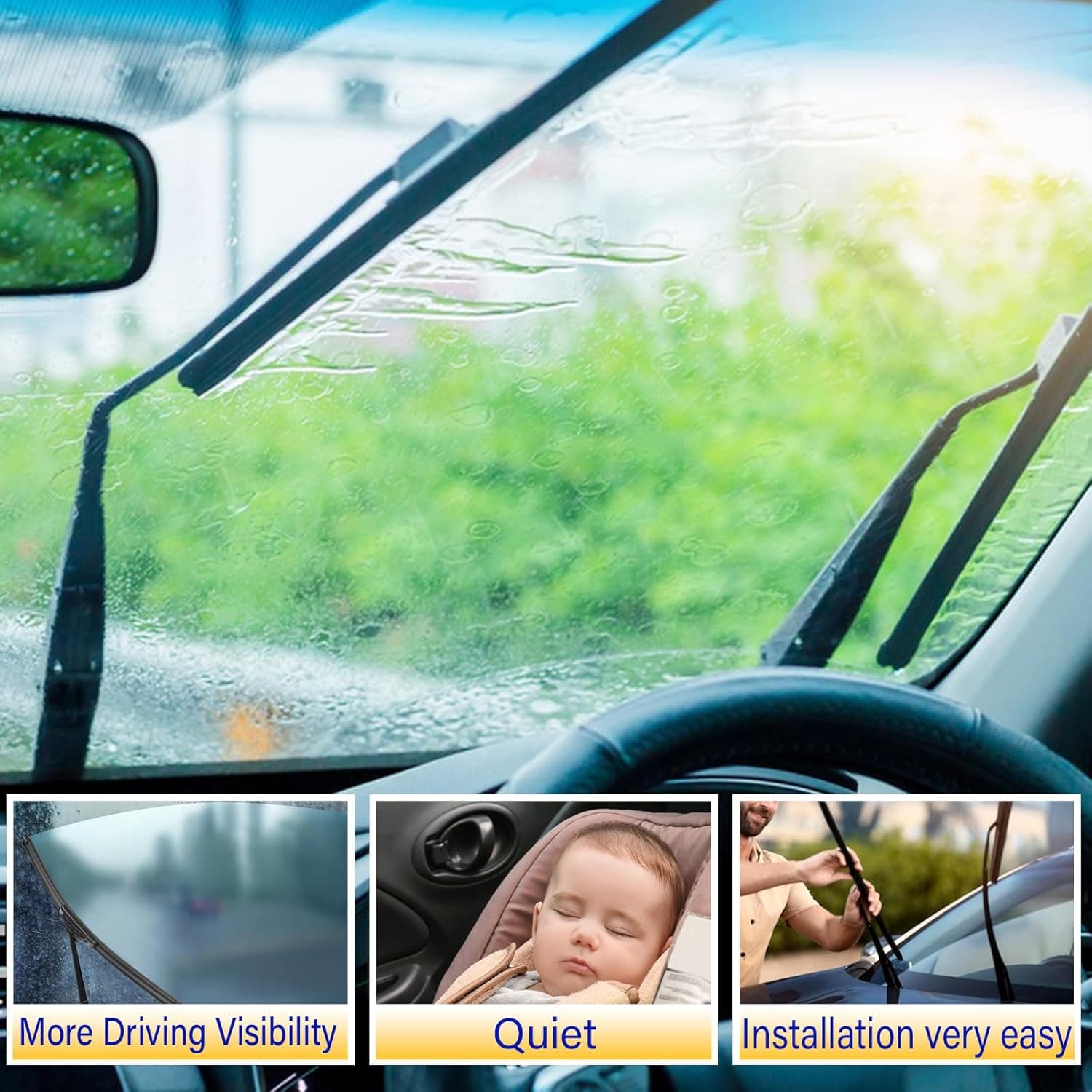 3 wipers Replacement for 2005-2022 Honda Odyssey, Windshield Wiper Blades Original Equipment Replacement - 26"/22"/16" (Set of 3) U/J HOOK - Image 6