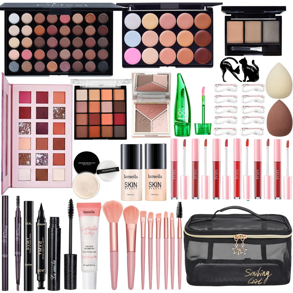 All in One Makeup Kit for Women Full Kit, Make Up Gift Set for Women, Makeup Essential Bundle Includes Foundation Face Primer Eyeshadow Contour Palette Lipstick Eyeliner Mascara Cosmetic Brush Set - Image 2