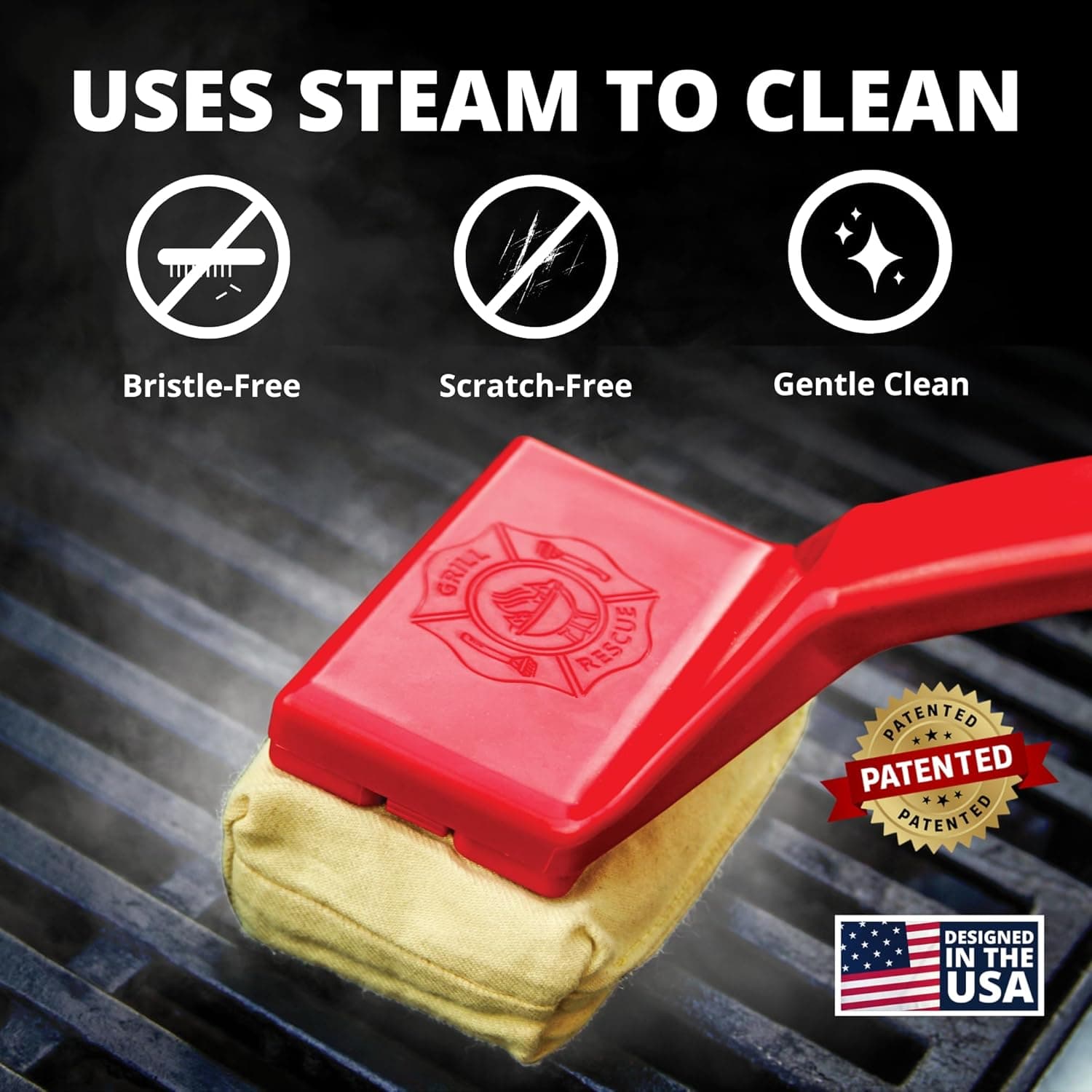 Grill Rescue BBQ Replaceable Scraper Cleaning Head, Bristle Free Grill Brush - Durable and Unique Scraper Tools for Cast Iron or Stainless-Steel Grates, Barbecue Cleaner (Non Scraper Brush) - Image 3