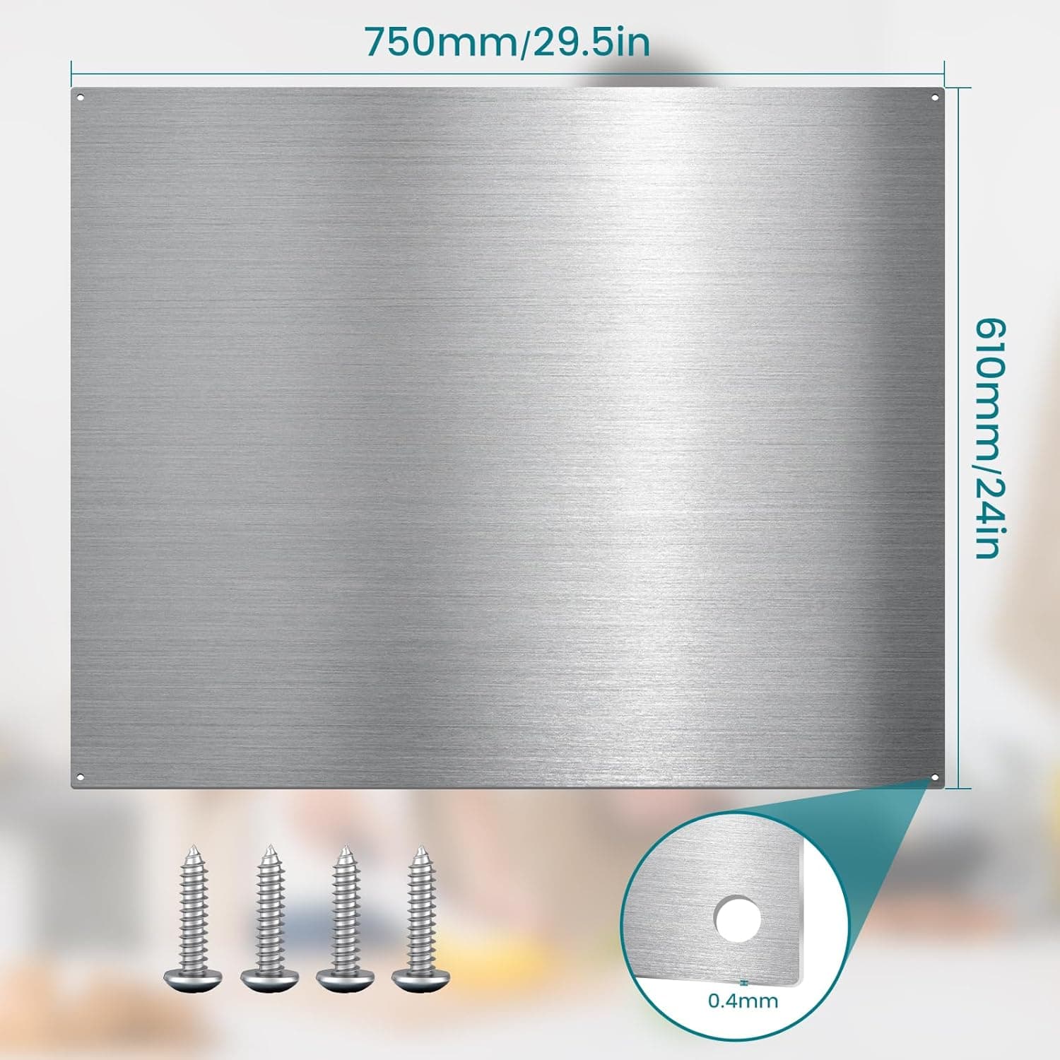 Stainless Steel Backsplash for Stove - Ultra Flat and Flushed Metal Panel Splatter Guard for Kitchen Wall, Stove Backsplash Panel with 4 Pre-Drilled Holes, Easy Install （29.5" x 24" ） Silver 29.5" x 24" - Image 6